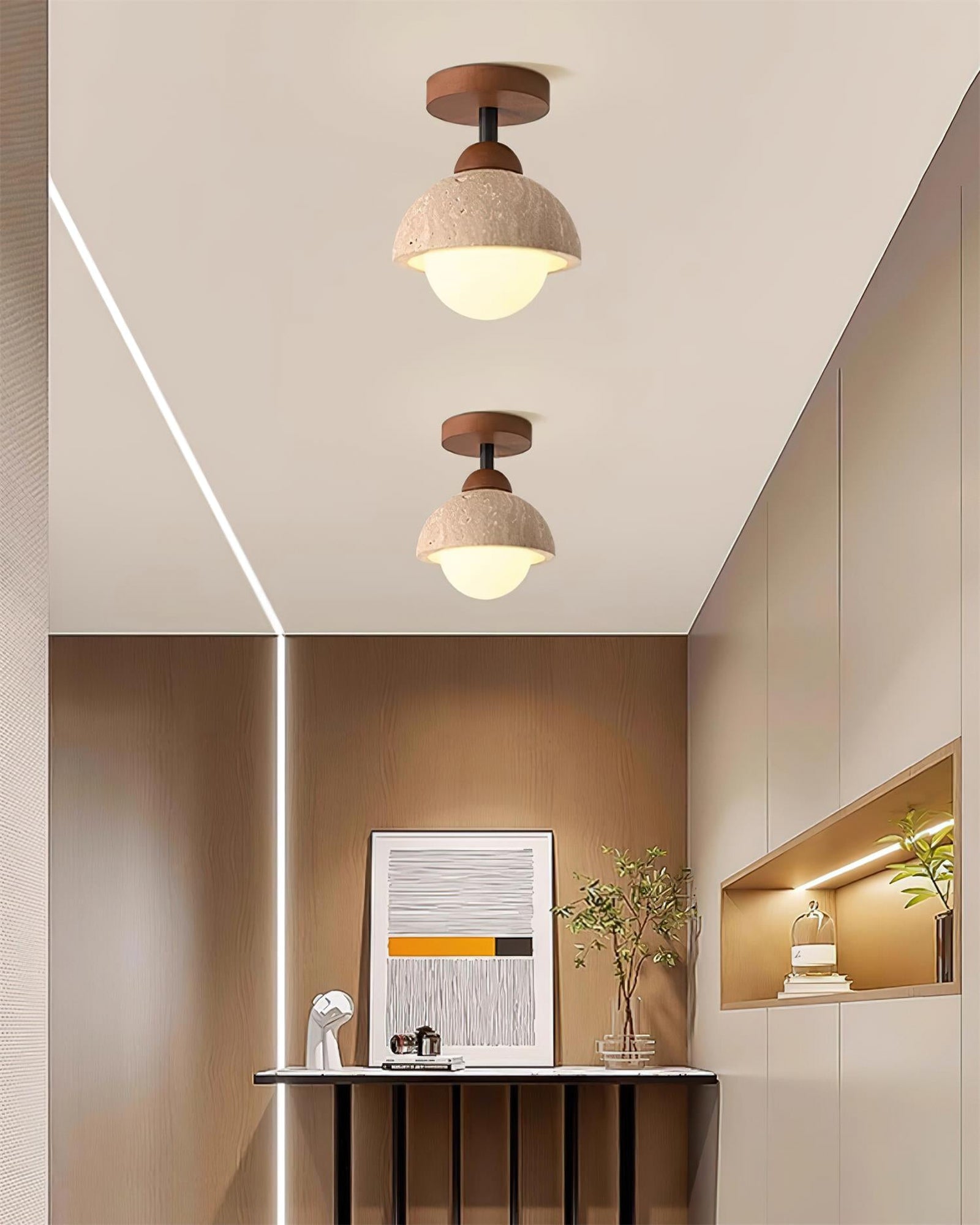 Travertine Flush Mount Ceiling Light - Cueteks