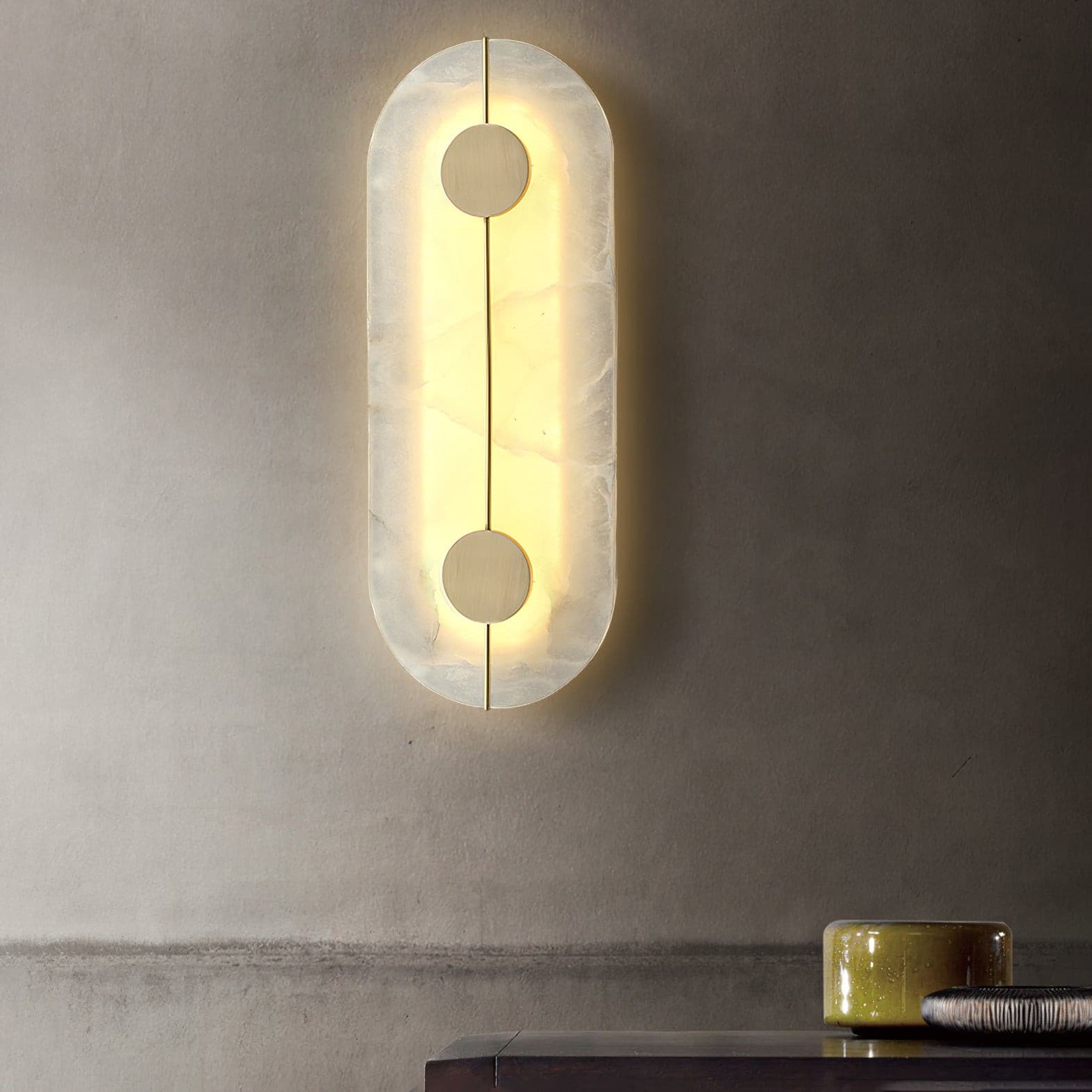 Modern Oval Alabaster Wall Lamp - Cueteks