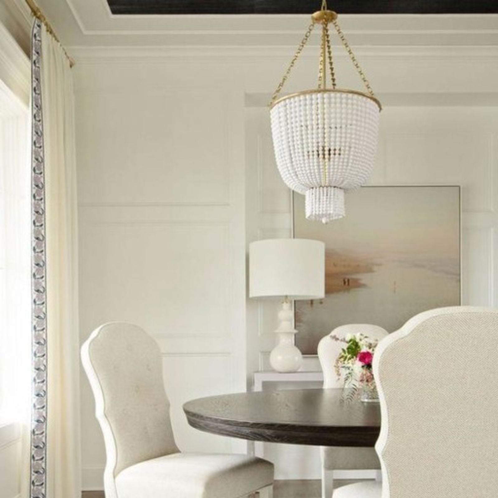 White Beaded Jacqueline Chandelier - Cueteks