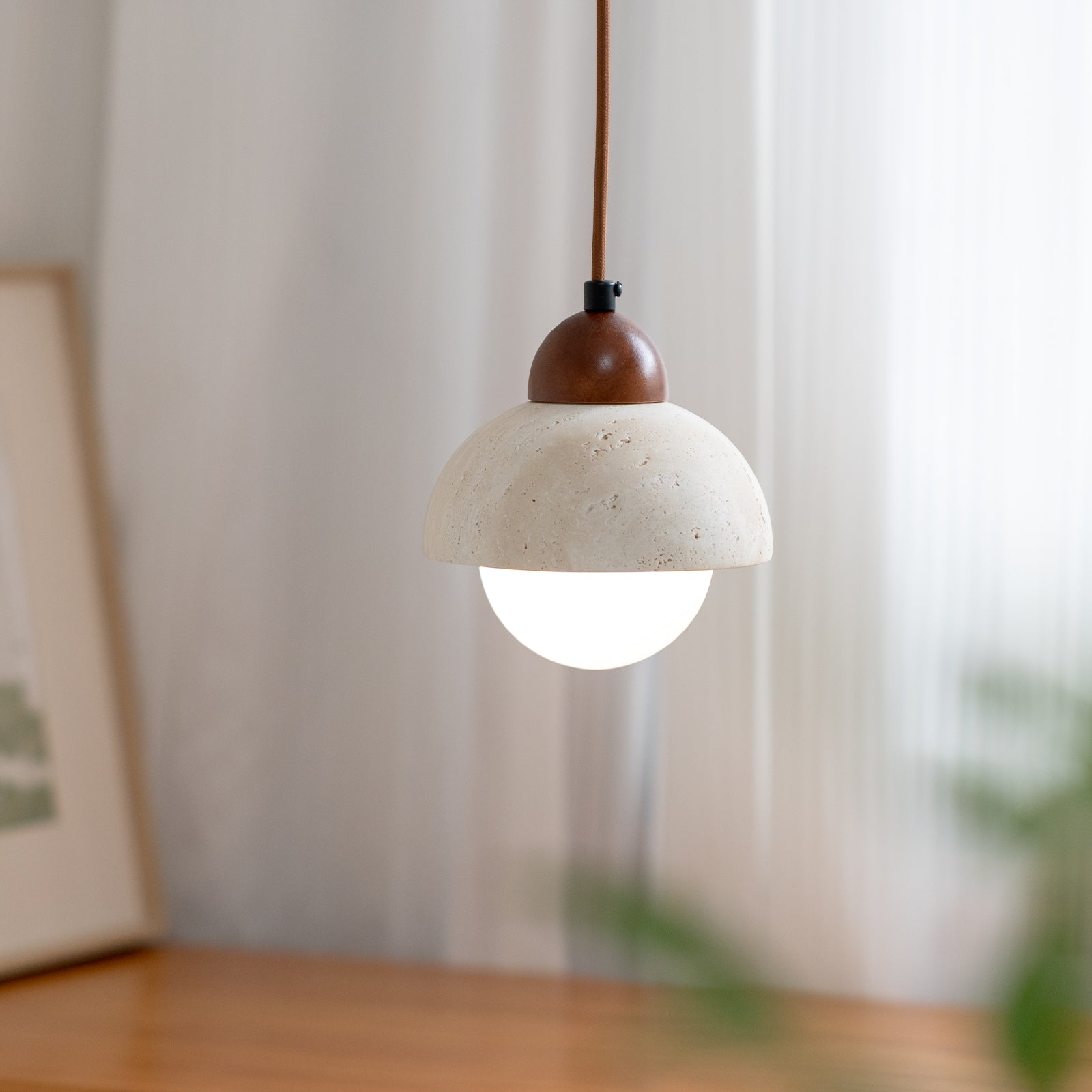 Wabi-Sabi Textured Stone Pendant Light - Cueteks