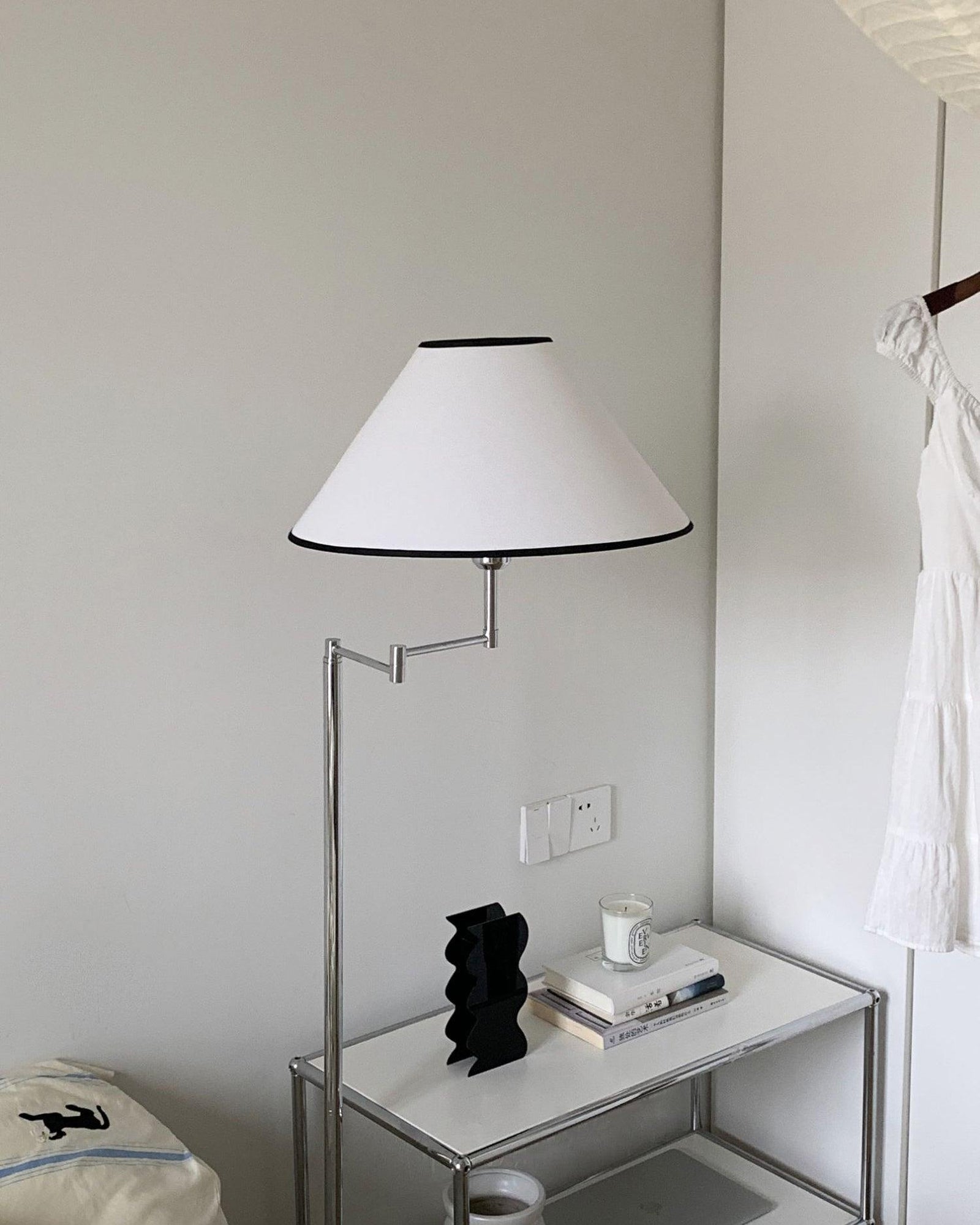Contemporary Chrome Swing Arm Floor Lamp - Cueteks