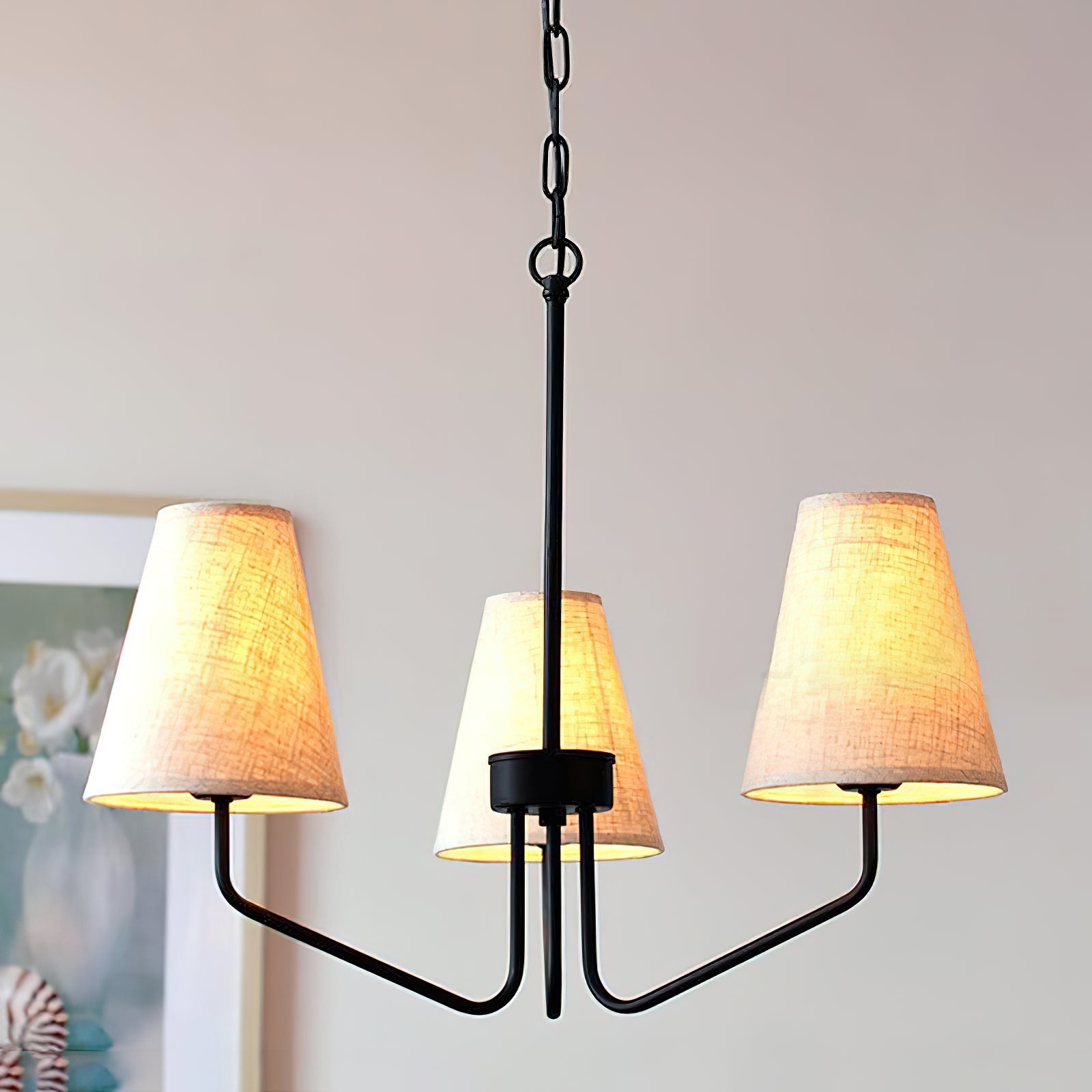 Fabric Conical Hanging Chandelier - Cueteks