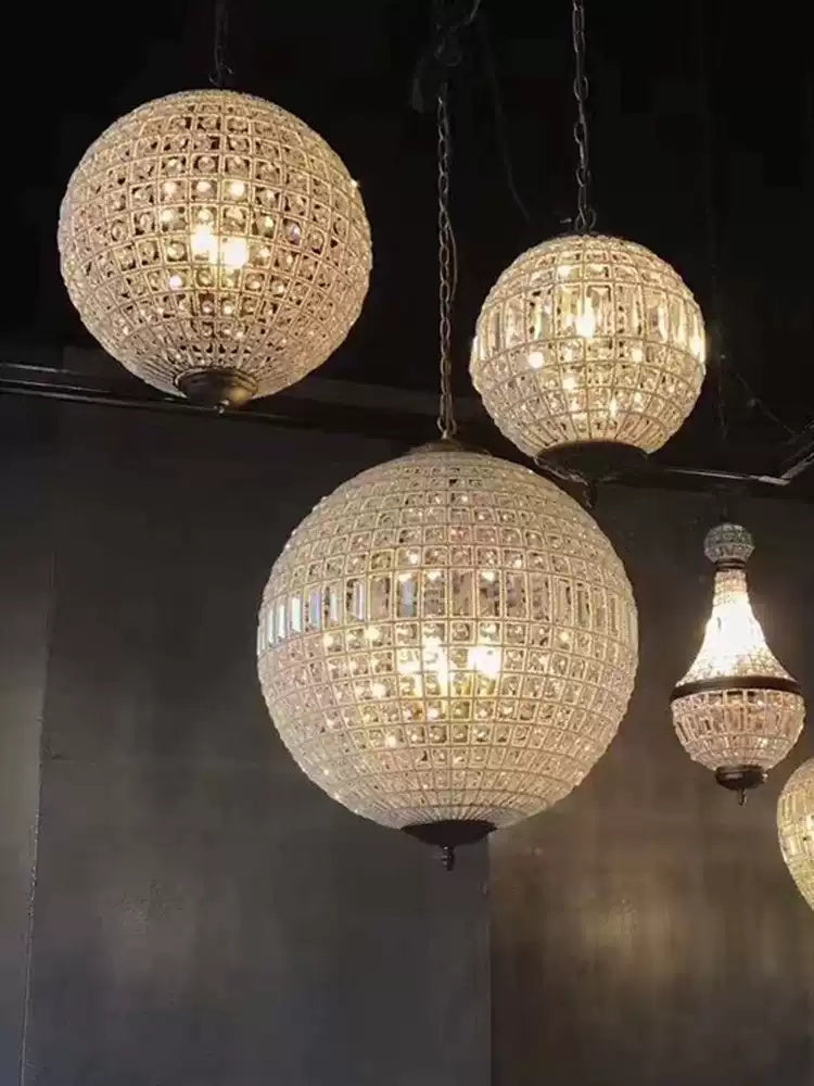 Vintage style crystal ball Pendant Light - Cueteks