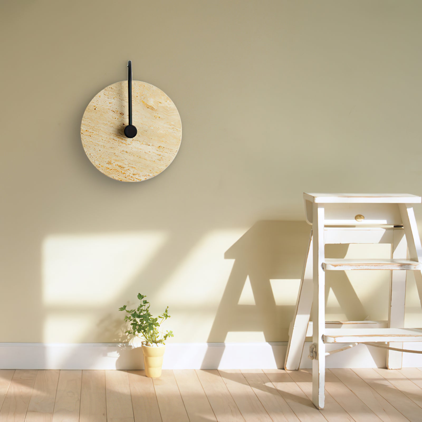Minimalist Circular Travertine Wall Sconce - Cueteks