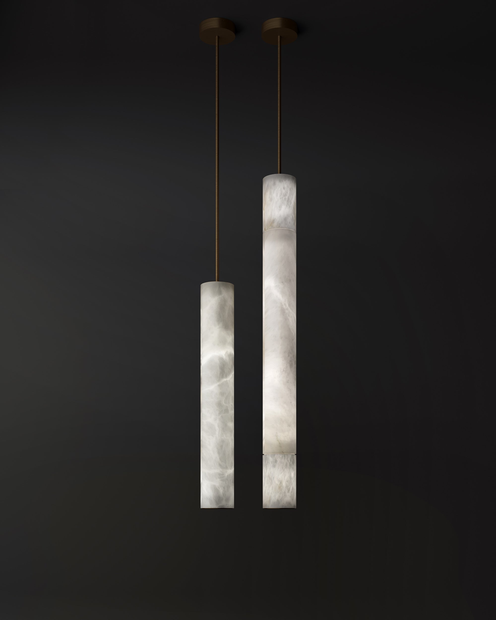 Slim Alabaster Cylinder Pendant Light - Cueteks