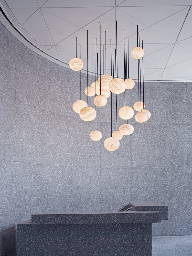 Luxury Multi-Globe Alabaster Pendant Light - Cueteks