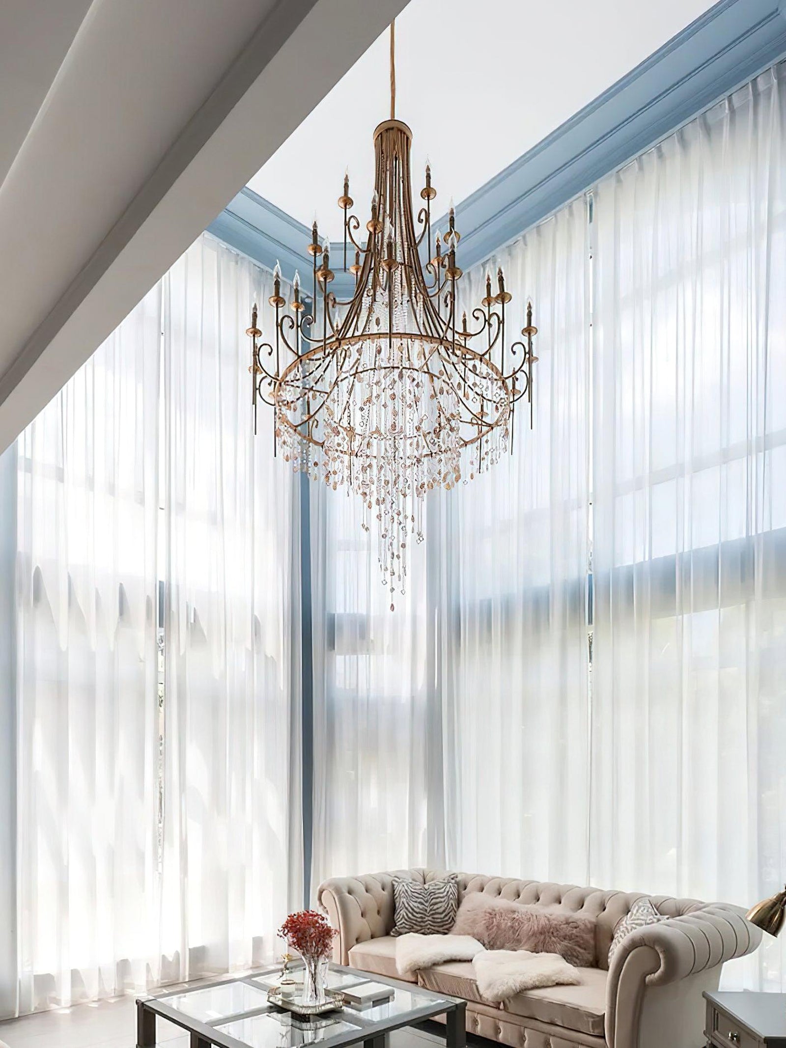 Tatum Lux American Shell Crystal Chandelier - Cueteks