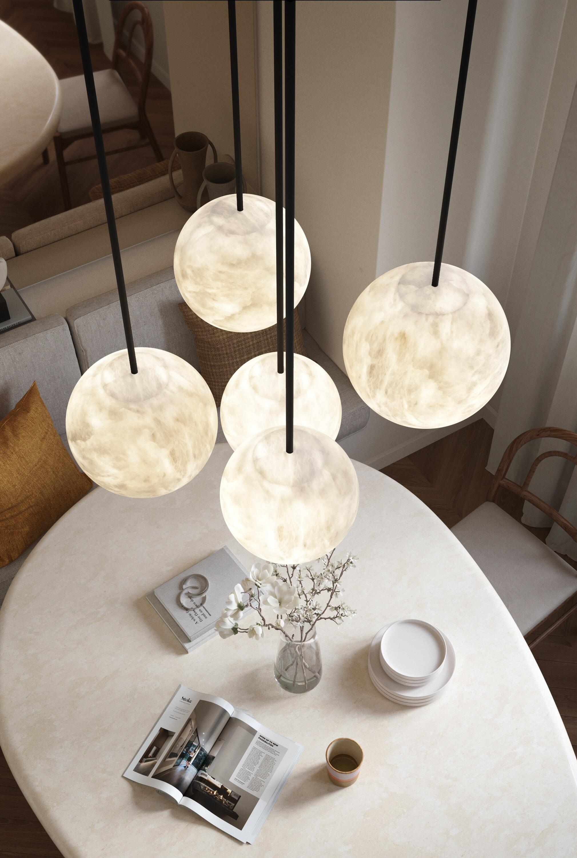 Luxury Multi-Globe Alabaster Pendant Light - Cueteks