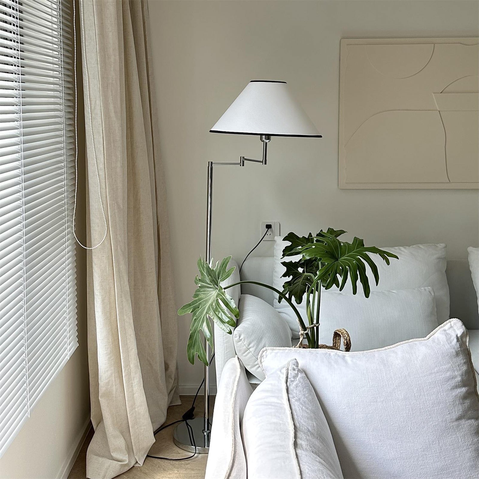Contemporary Chrome Swing Arm Floor Lamp - Cueteks