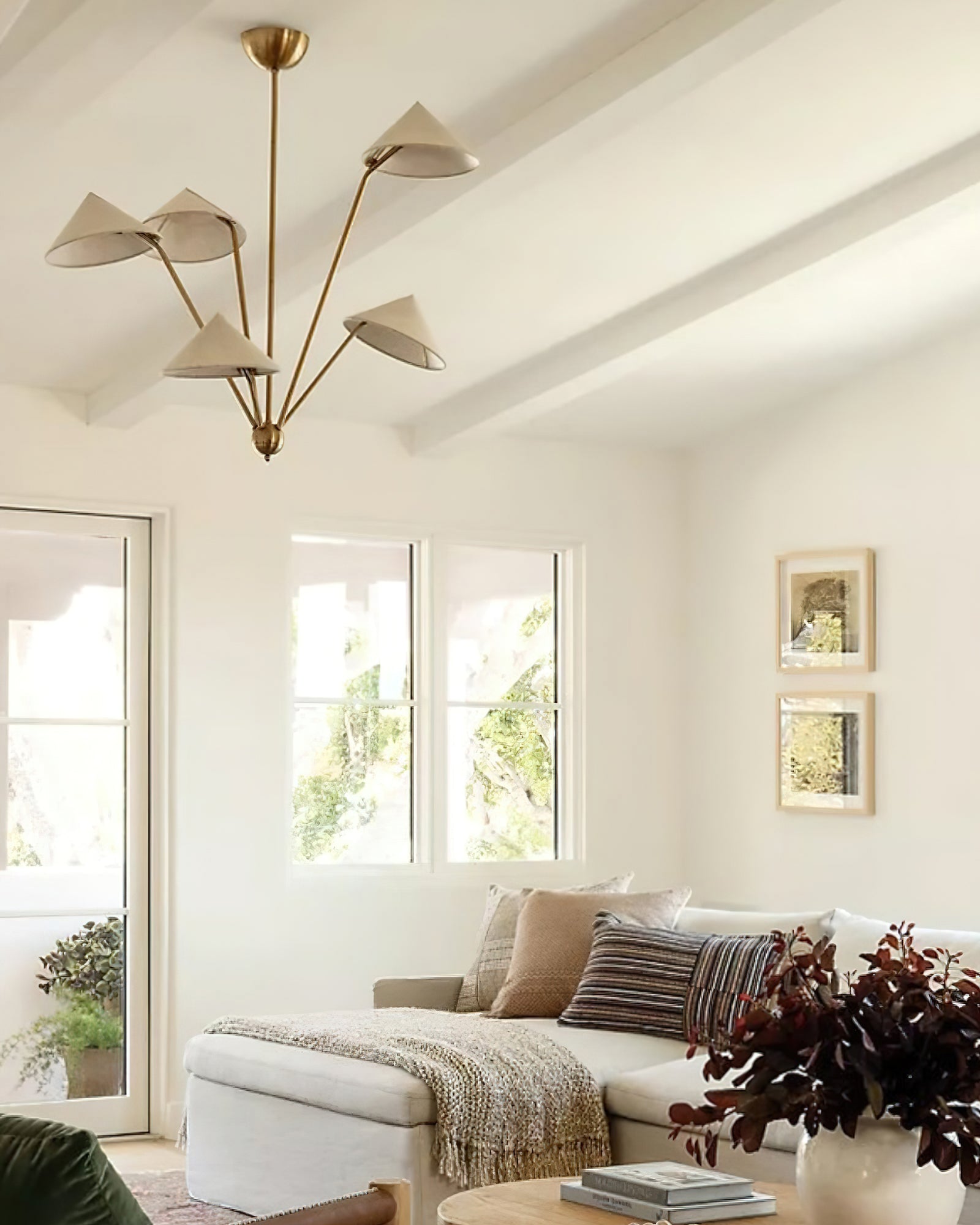5-Arm Fabric Cone Chandelier - Cueteks