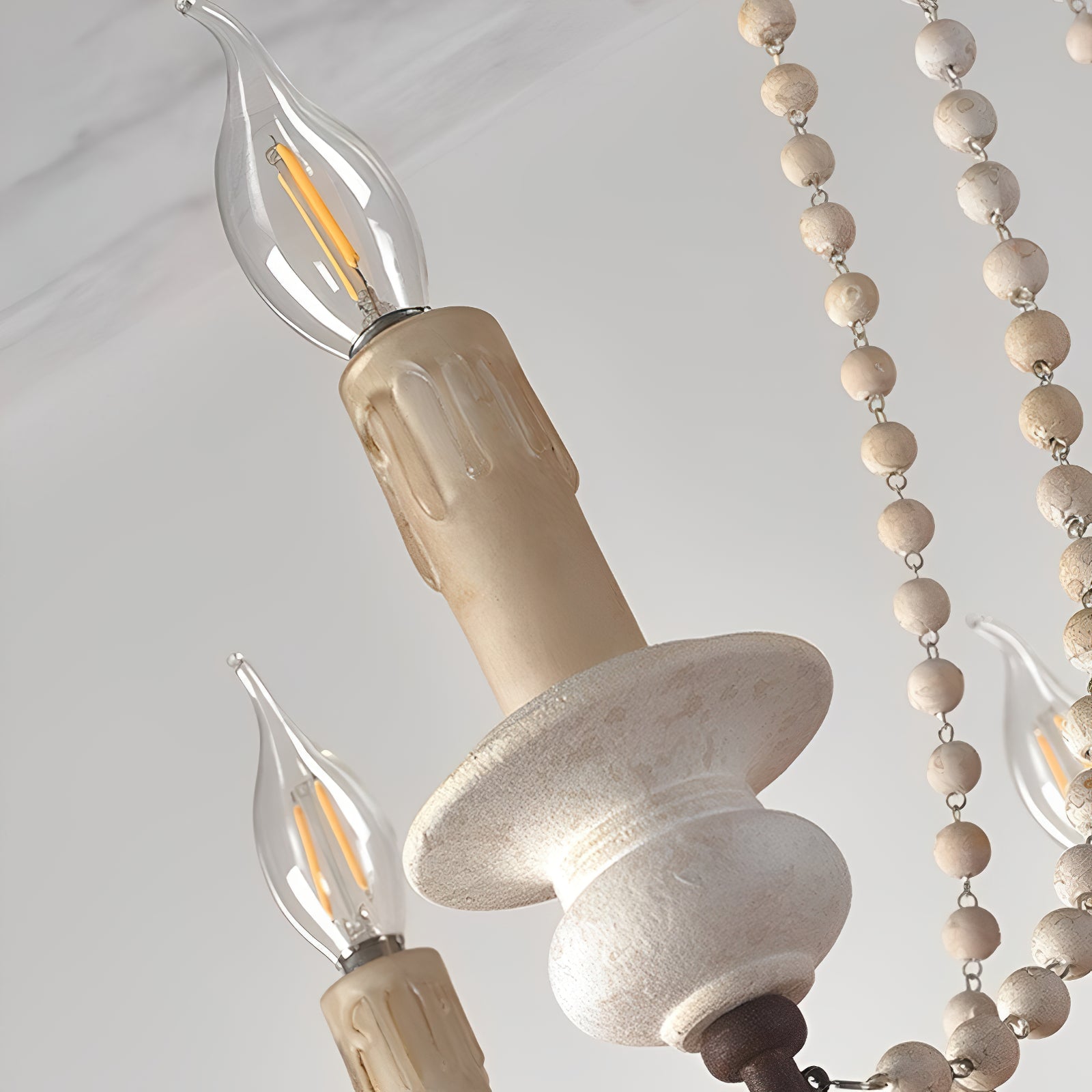 Rustic Beaded Candle Chandelier - Cueteks