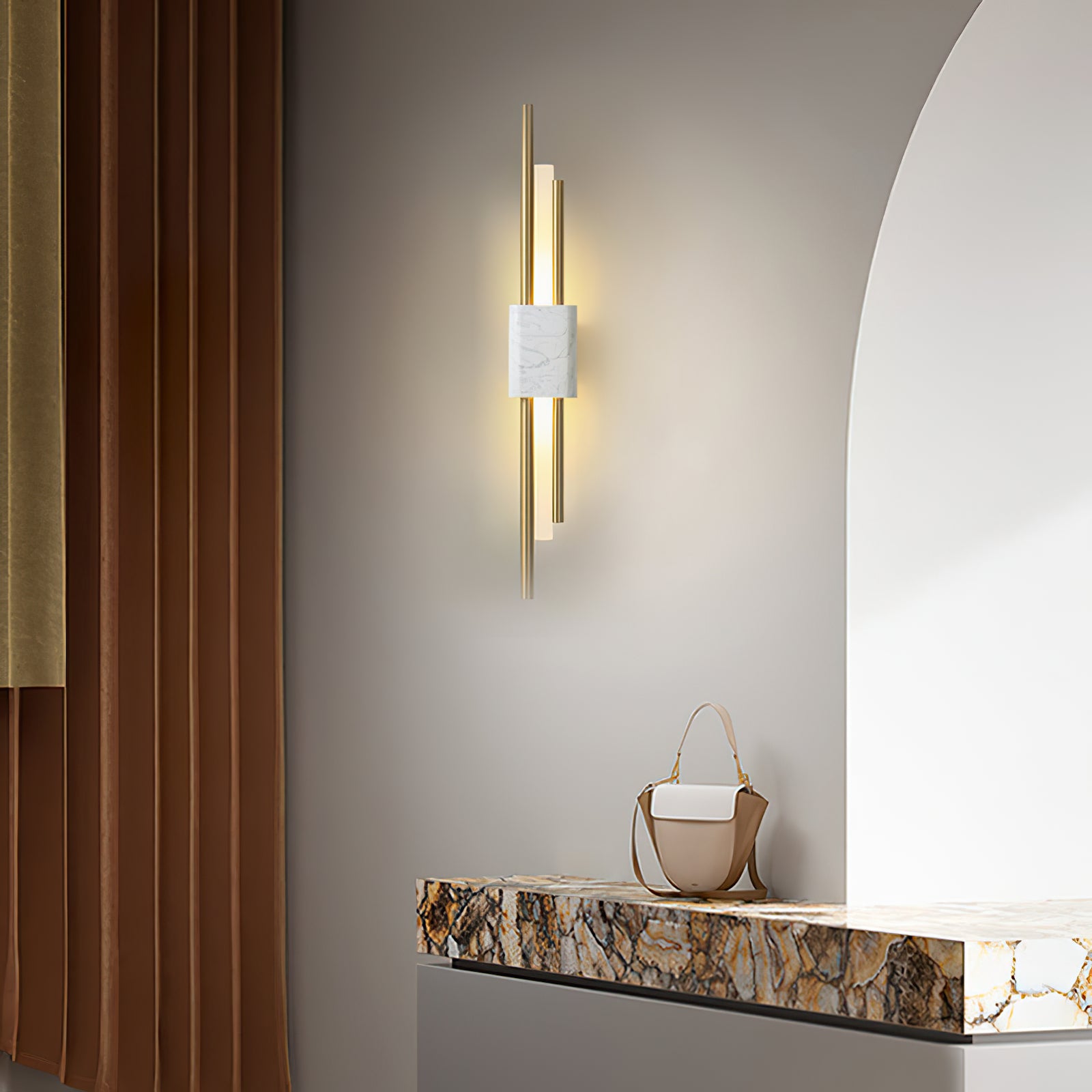 Bert Frank Tanto Marble Linear Wall Light - Cueteks