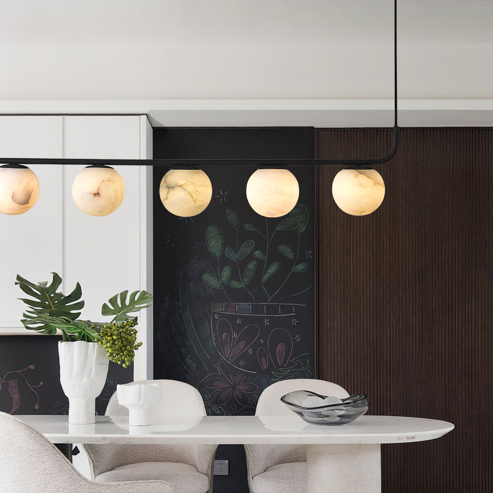 Tribeca Rohr 5 Alabaster Pendant Lamp - Cueteks
