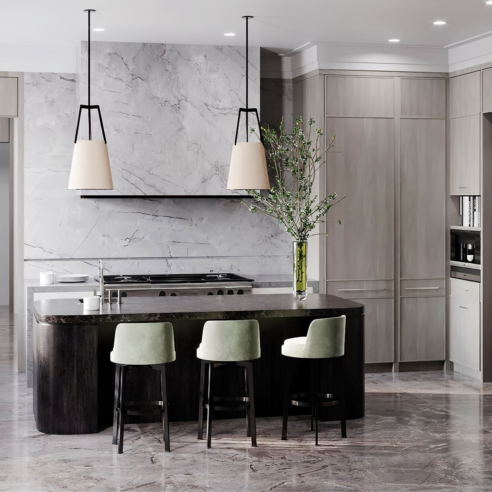 Modern Fabric Shade Corniche Pendant Lamp - Cueteks