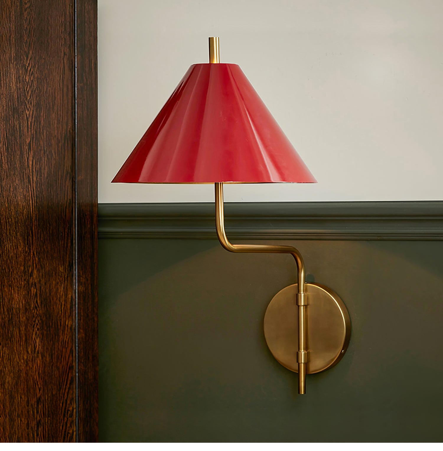 Fabric Lampshade Brass Curved Wall Lamp - Cueteks
