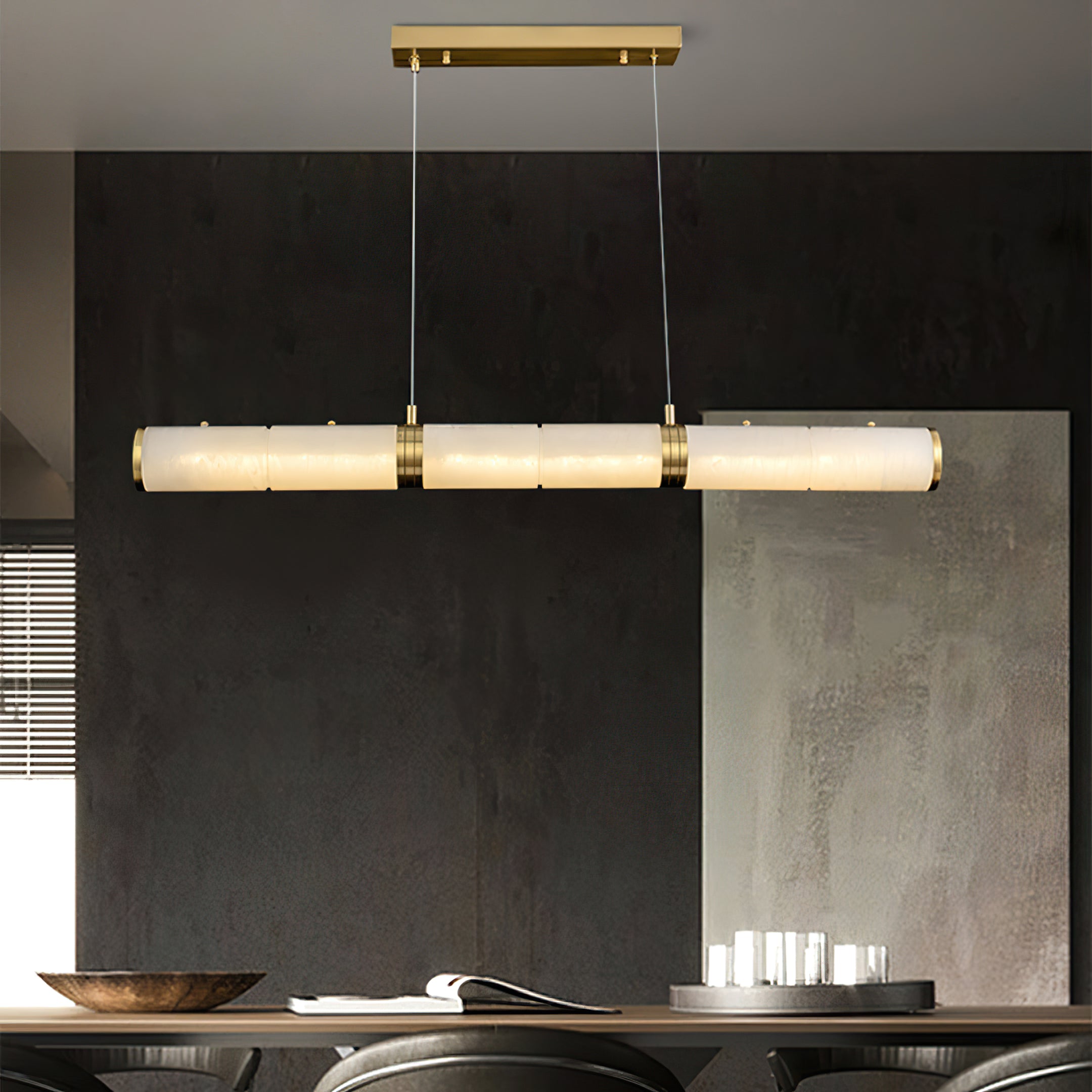 Alabaster Column Linear Chandelier - Cueteks