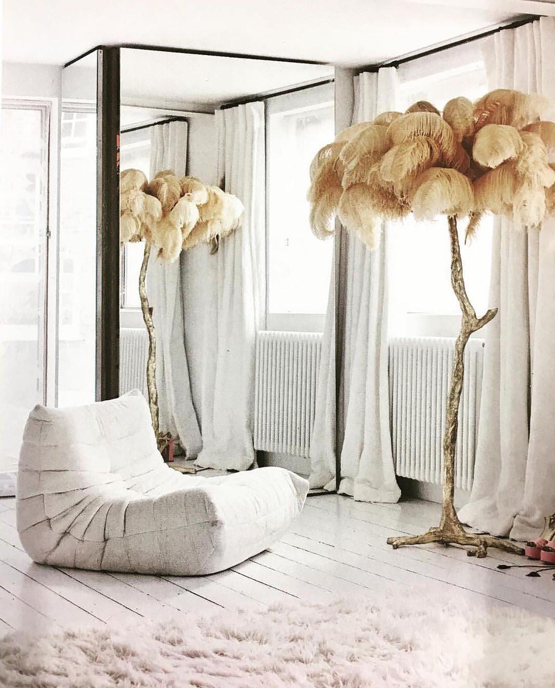 Colorful Ostrich Feather Floor Lamp - Cueteks
