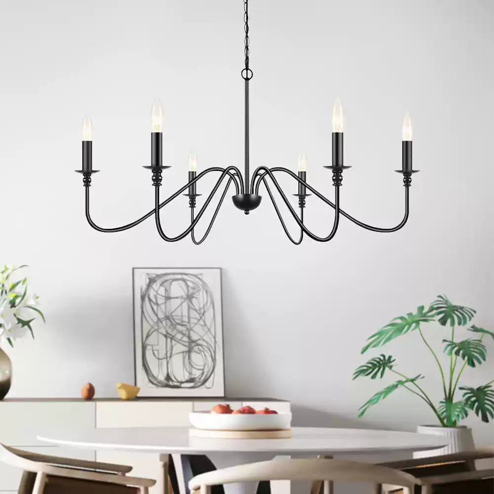 Classic Brass 6-Light Candle Chandelier - Cueteks