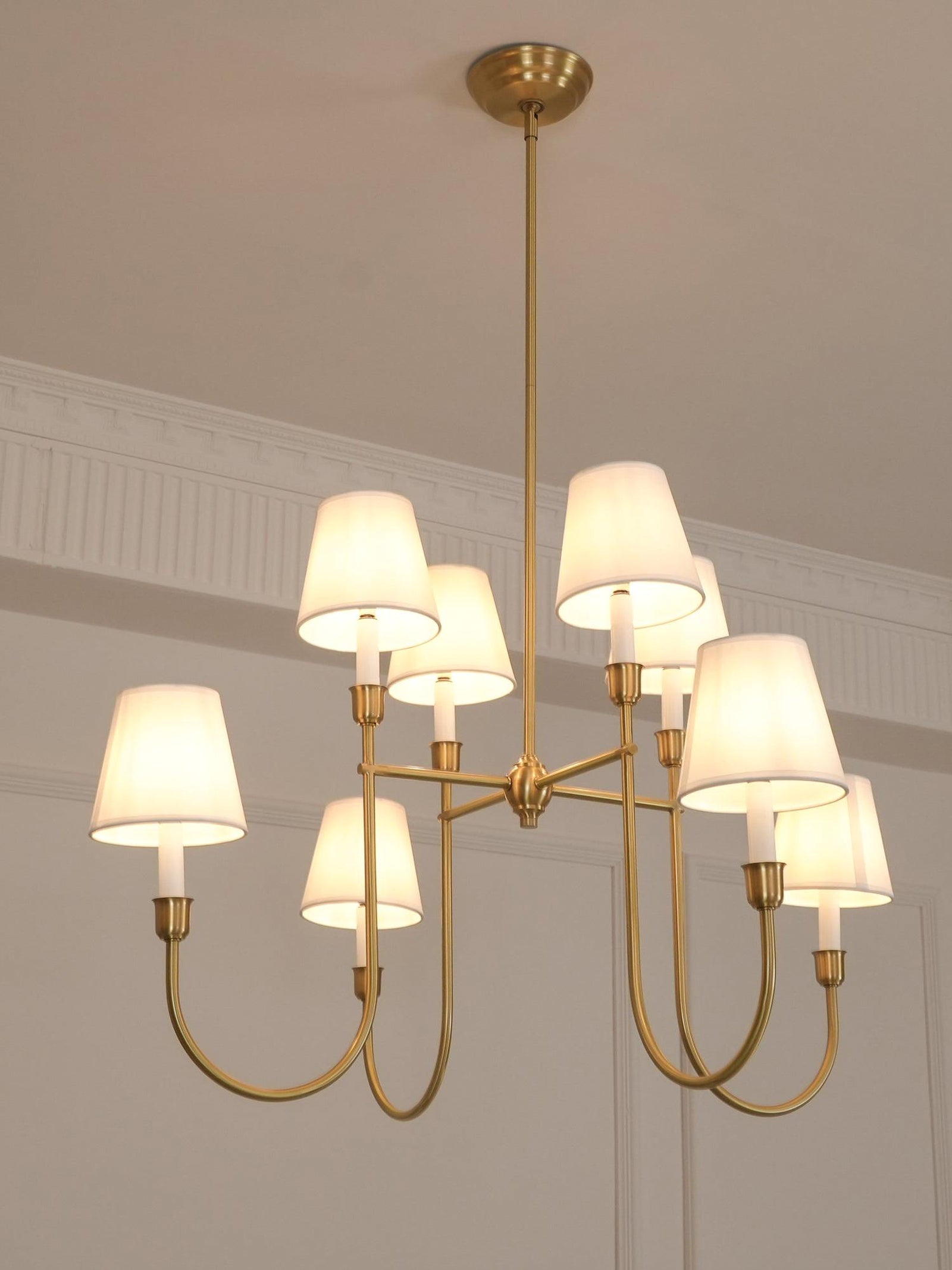 Vendome Gold Fabric Shade Chandelier - Cueteks