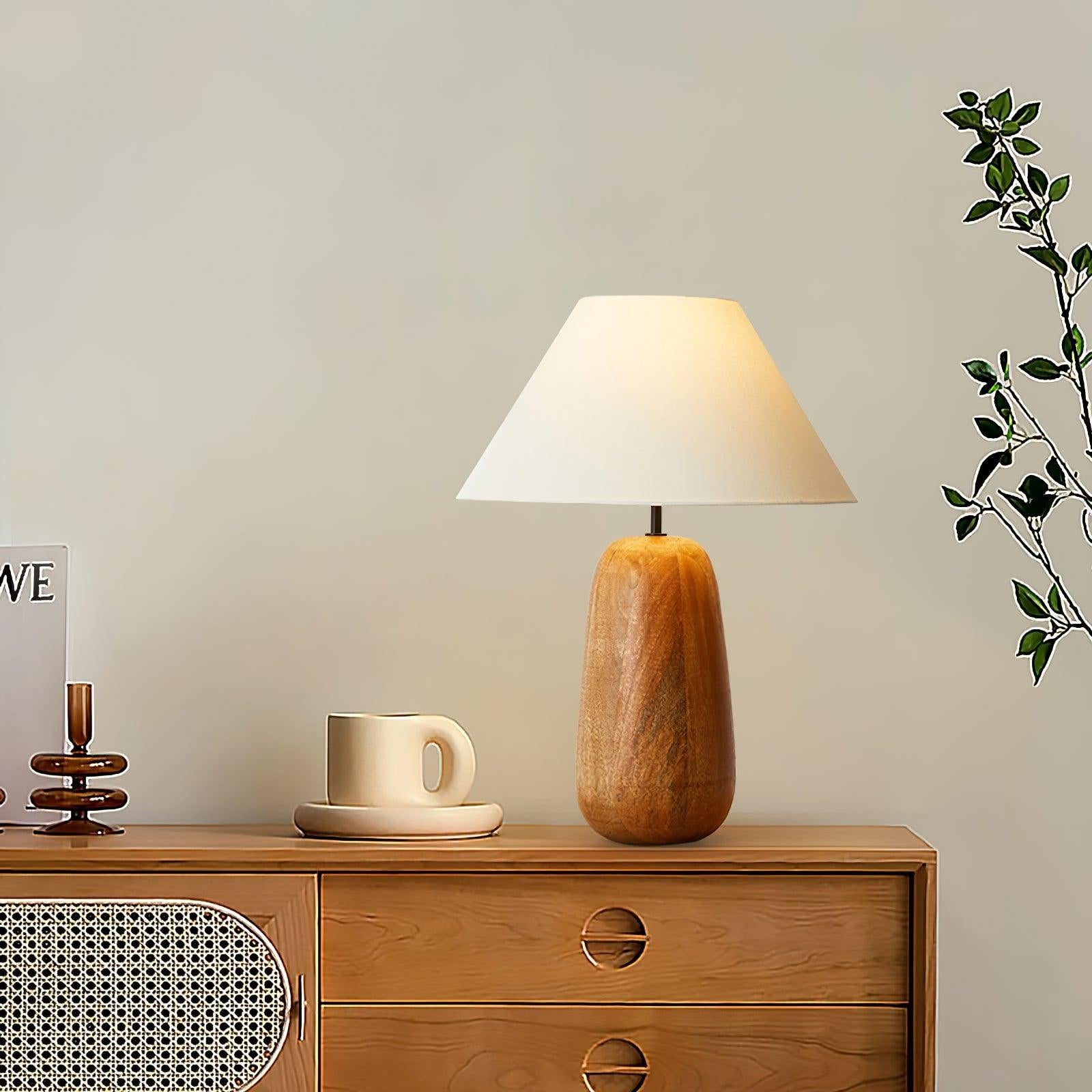 Grooved Country Wood Table Lamp - Cueteks
