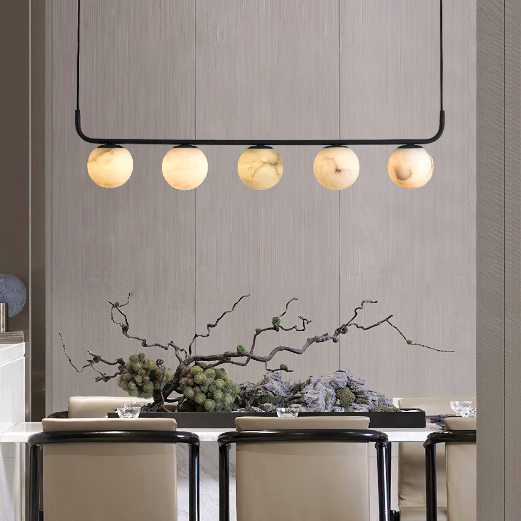 Tribeca Rohr 5 Alabaster Pendant Lamp - Cueteks
