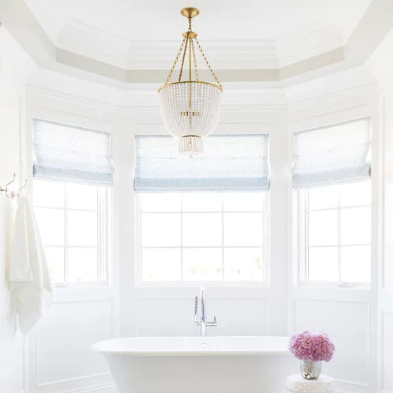White Beaded Jacqueline Chandelier - Cueteks
