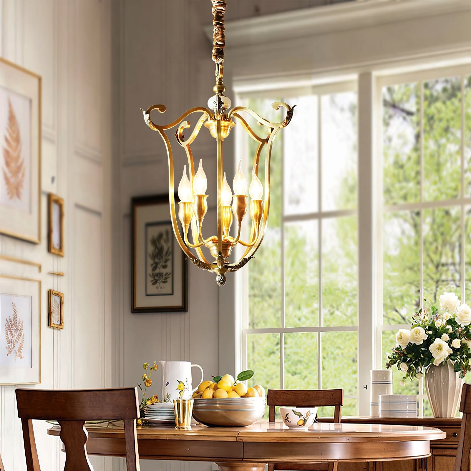 Classical carved candle chandelier - Cueteks