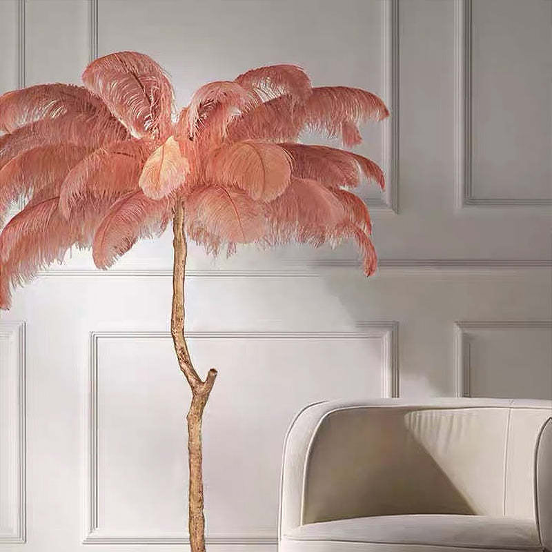 Colorful Ostrich Feather Floor Lamp - Cueteks