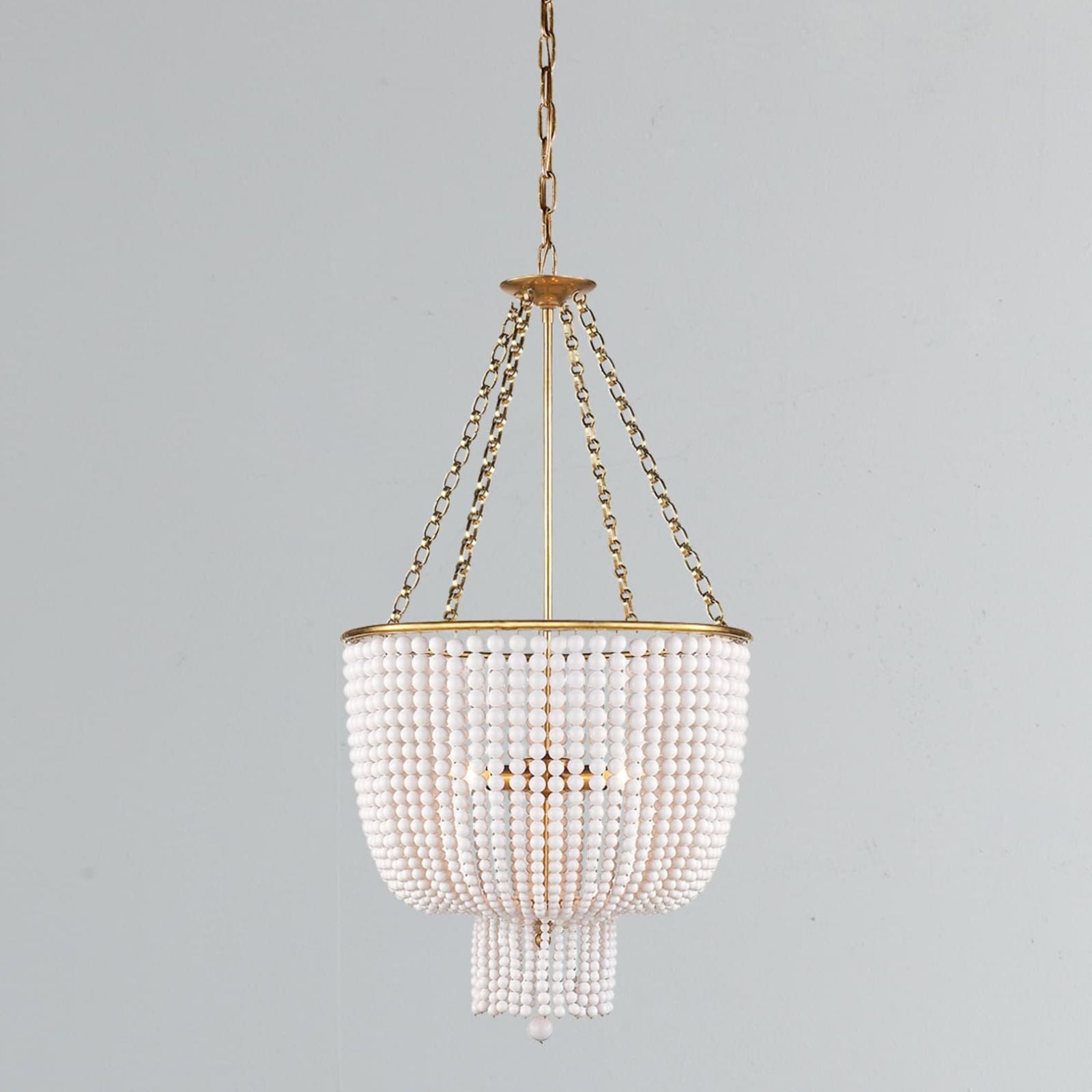 White Beaded Jacqueline Chandelier - Cueteks