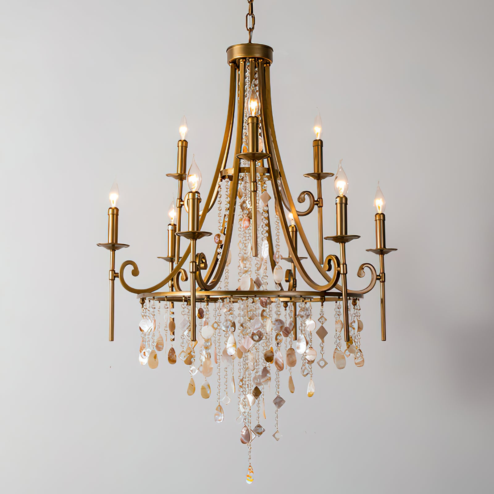 Tatum Lux American Shell Crystal Chandelier - Cueteks