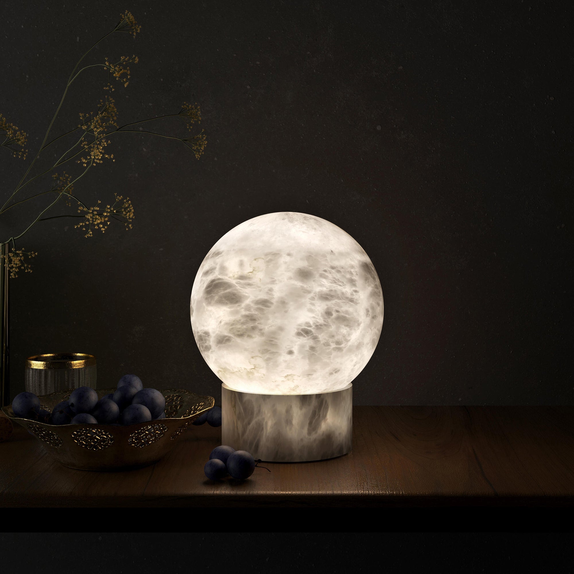 Globe Alabaster Table Lamp - Cueteks