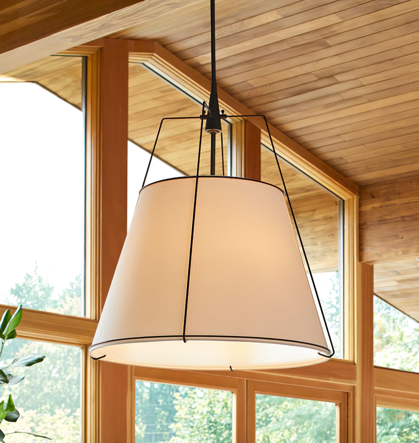 Renée Conical Gold and Fabric  Pendant Lamp - Cueteks