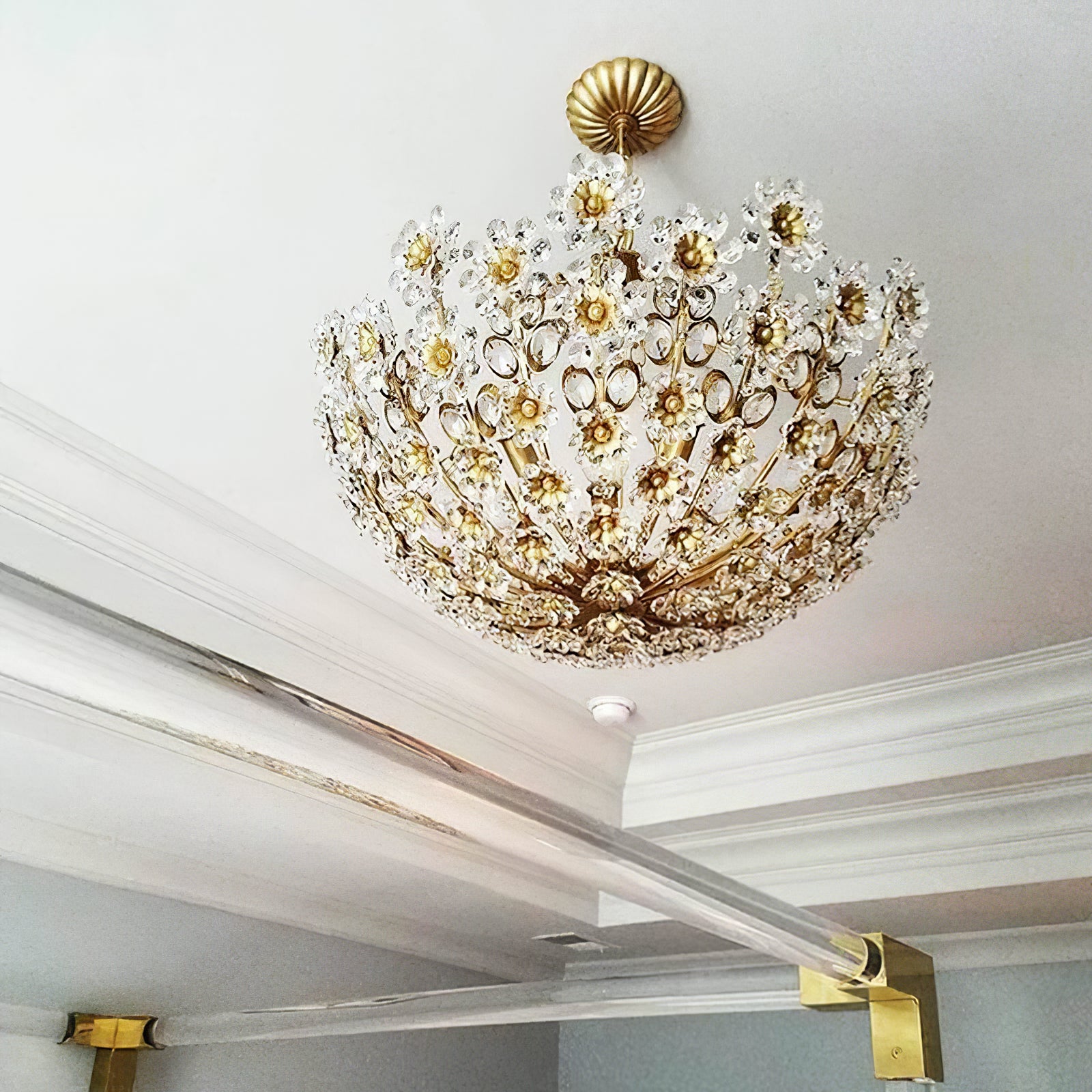 Claret Crystal Flower Basket Chandelier - Cueteks