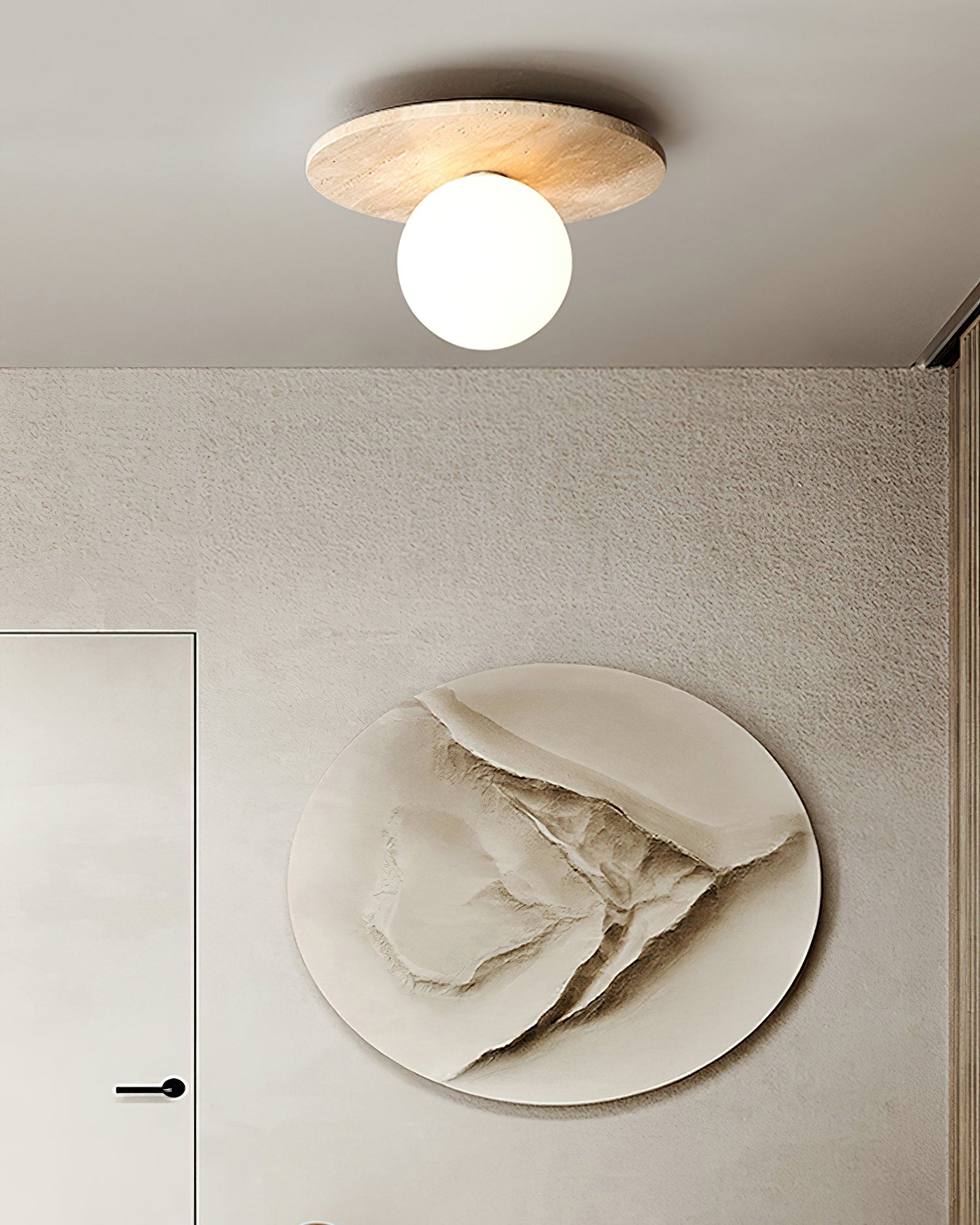 Minimalist Stone Disc Ceiling Light - Cueteks