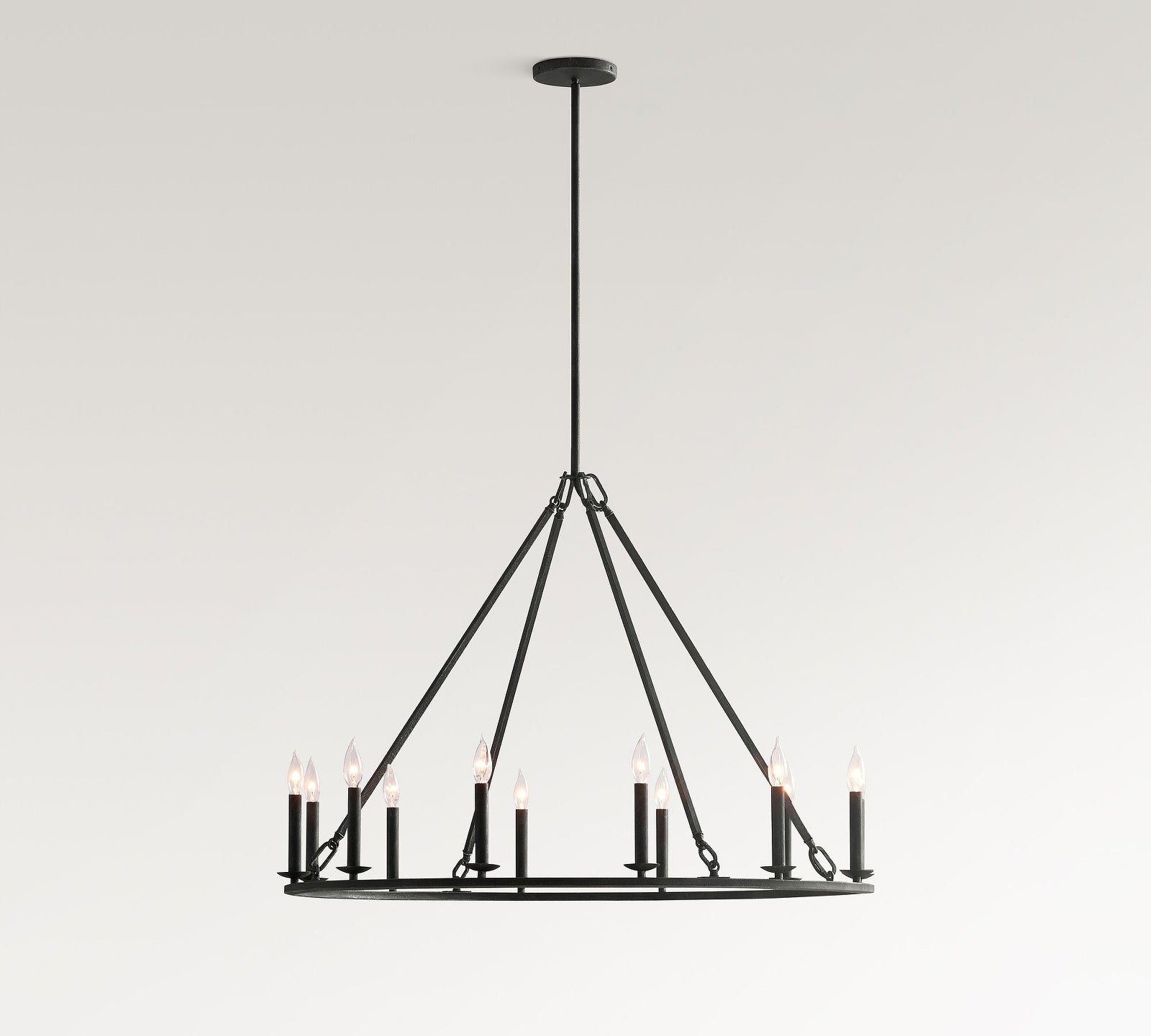 Black Round Farmhouse Candle Chandelier - Cueteks