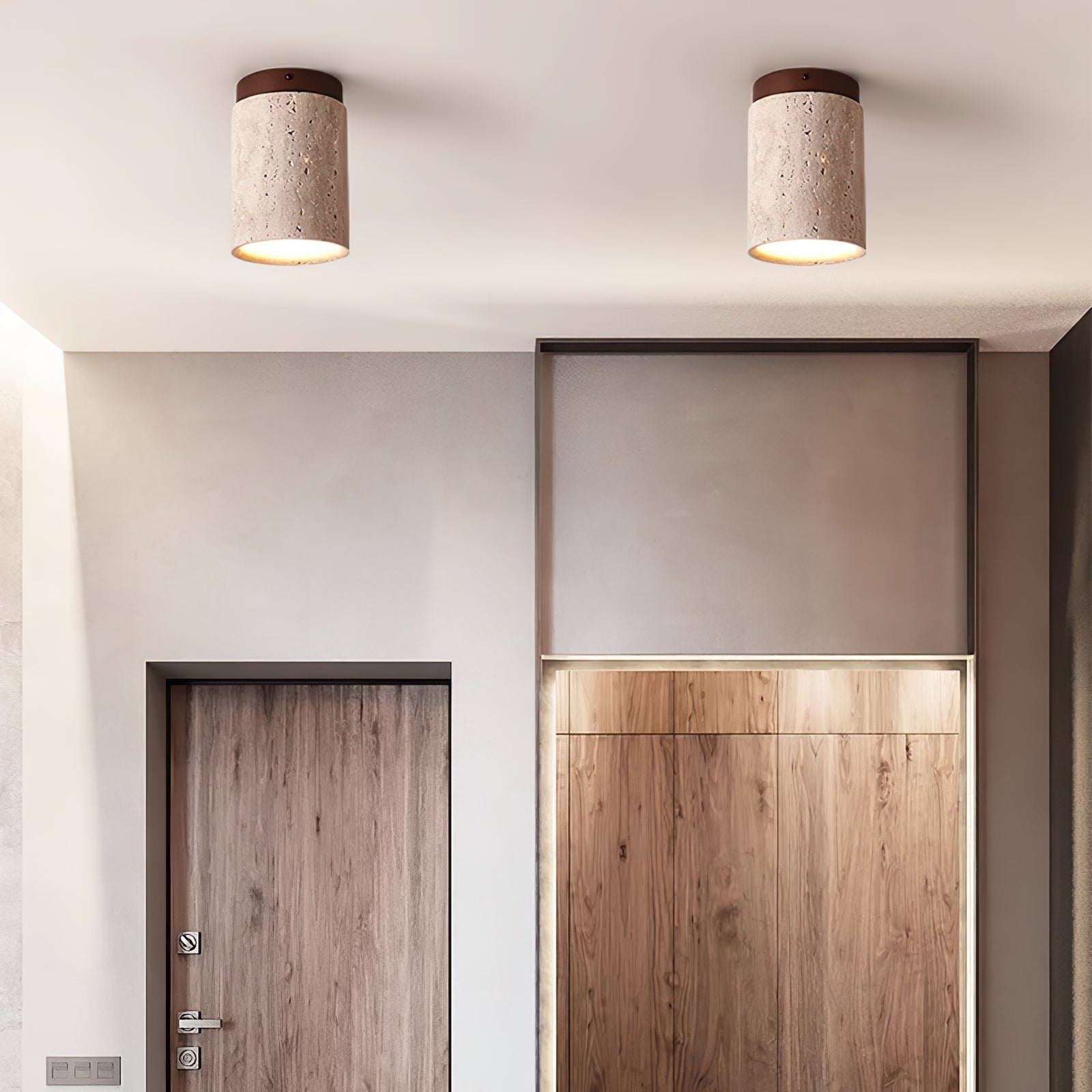 Wood and Stone Modern Flush Mount Light - Cueteks