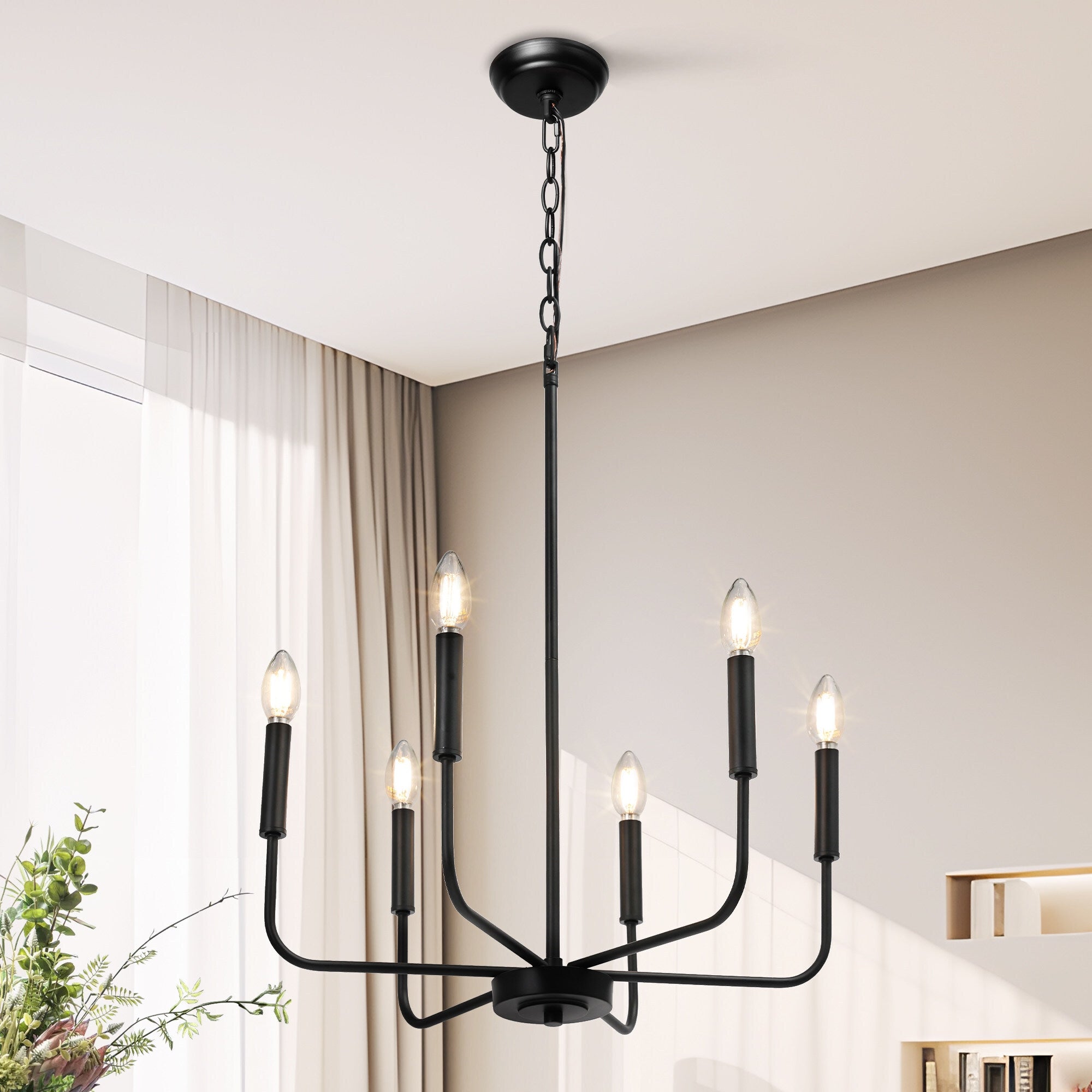 Modern Black Candlestick Chandelier - Cueteks