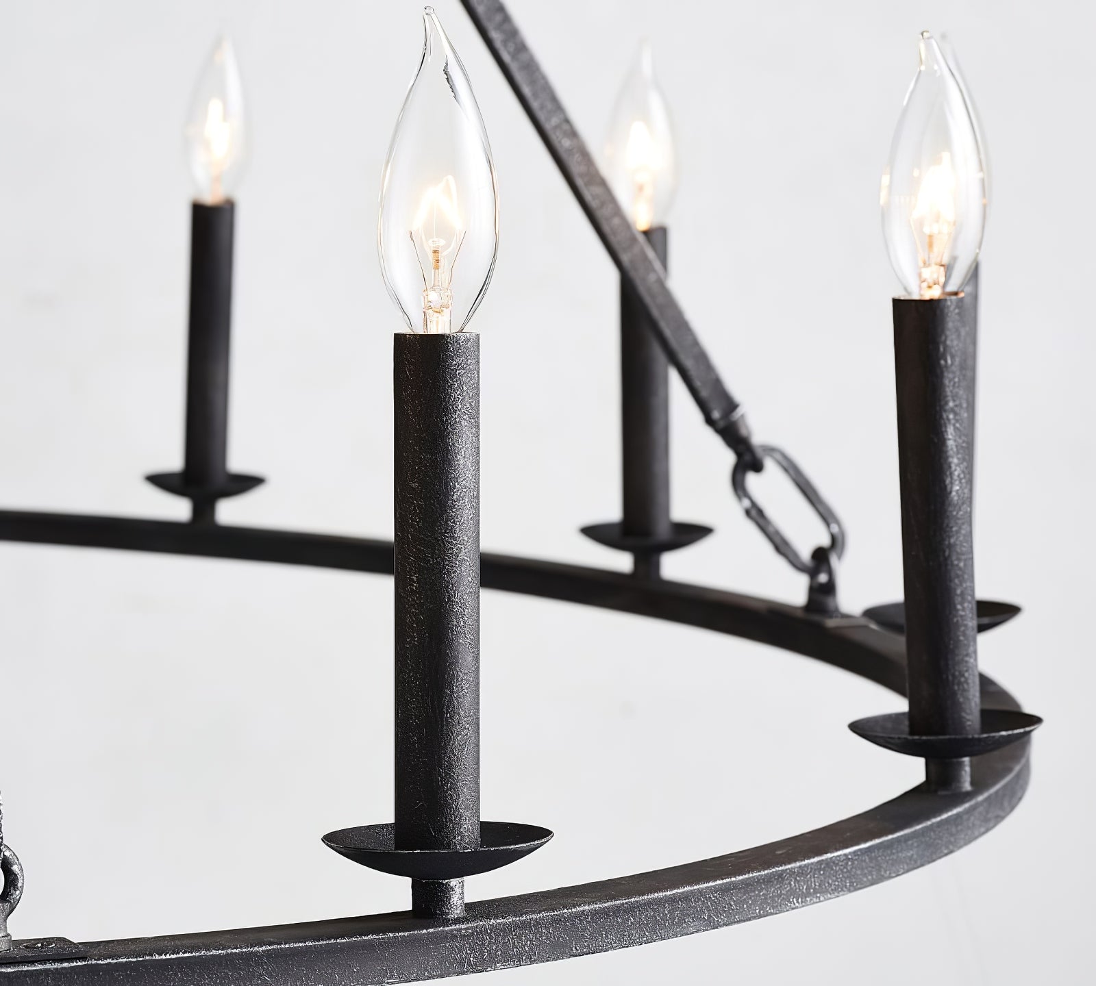 Black Round Farmhouse Candle Chandelier - Cueteks