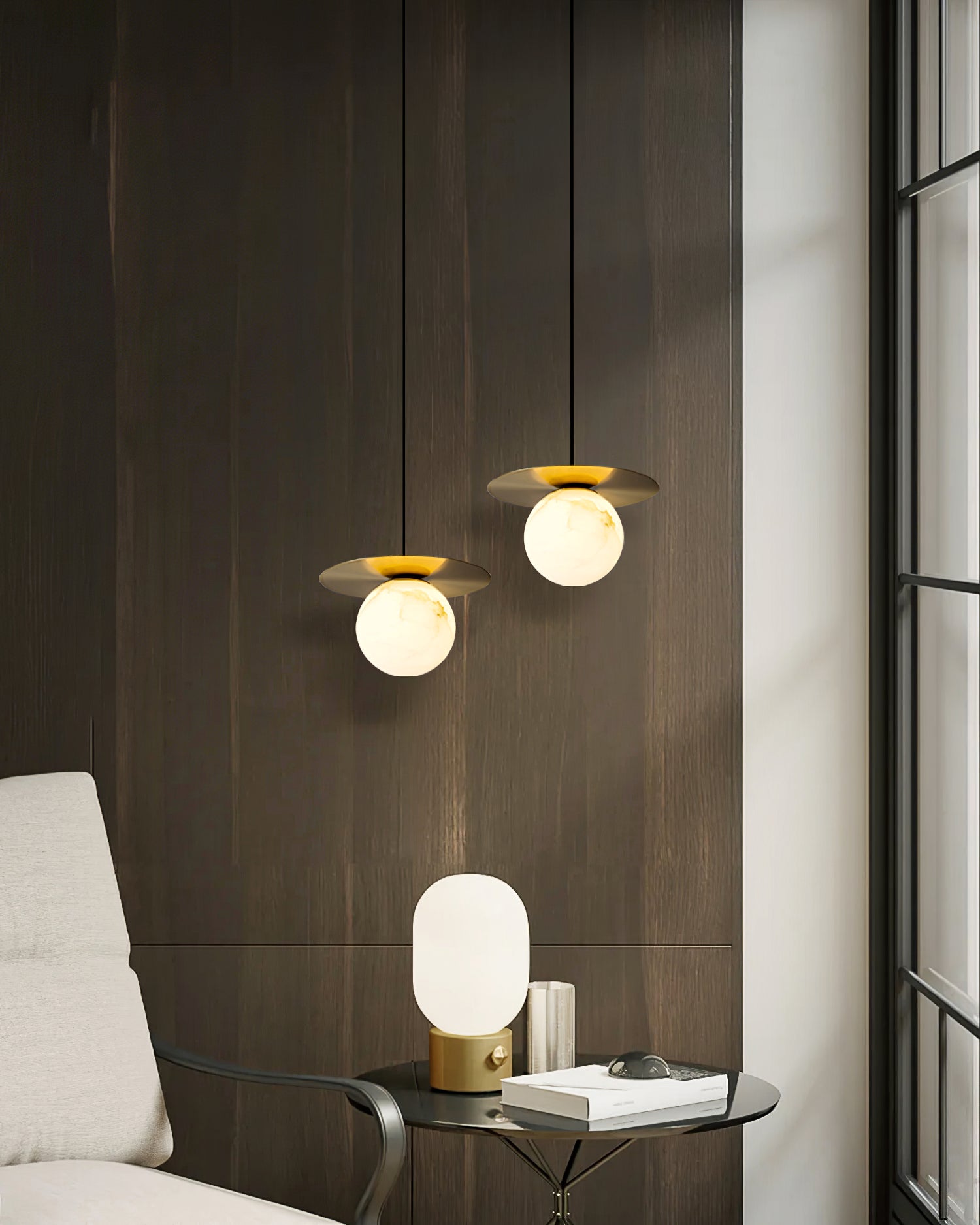 Disc Alabaster Pendant Light - Cueteks