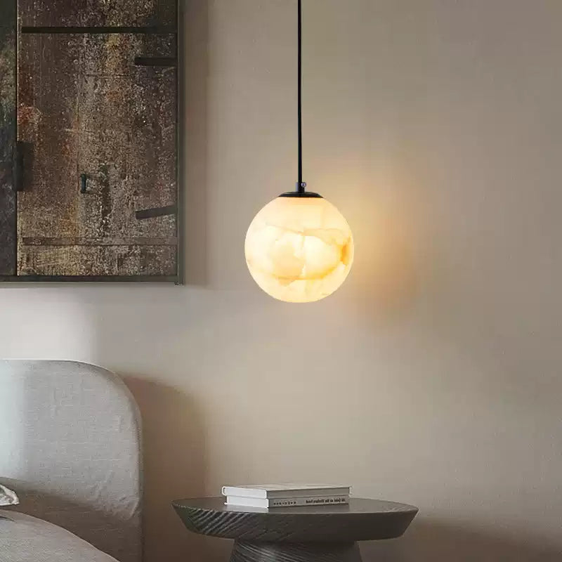 Amber Alabaster Globe Pendant Light - Cueteks