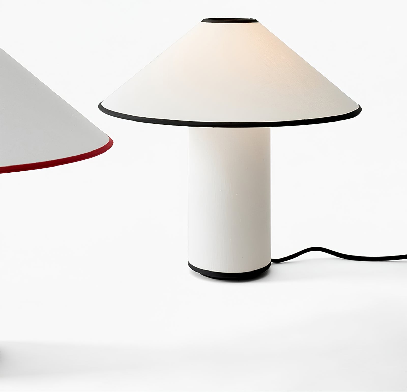 Red Trim Cone Shade Table Lamp - Cueteks