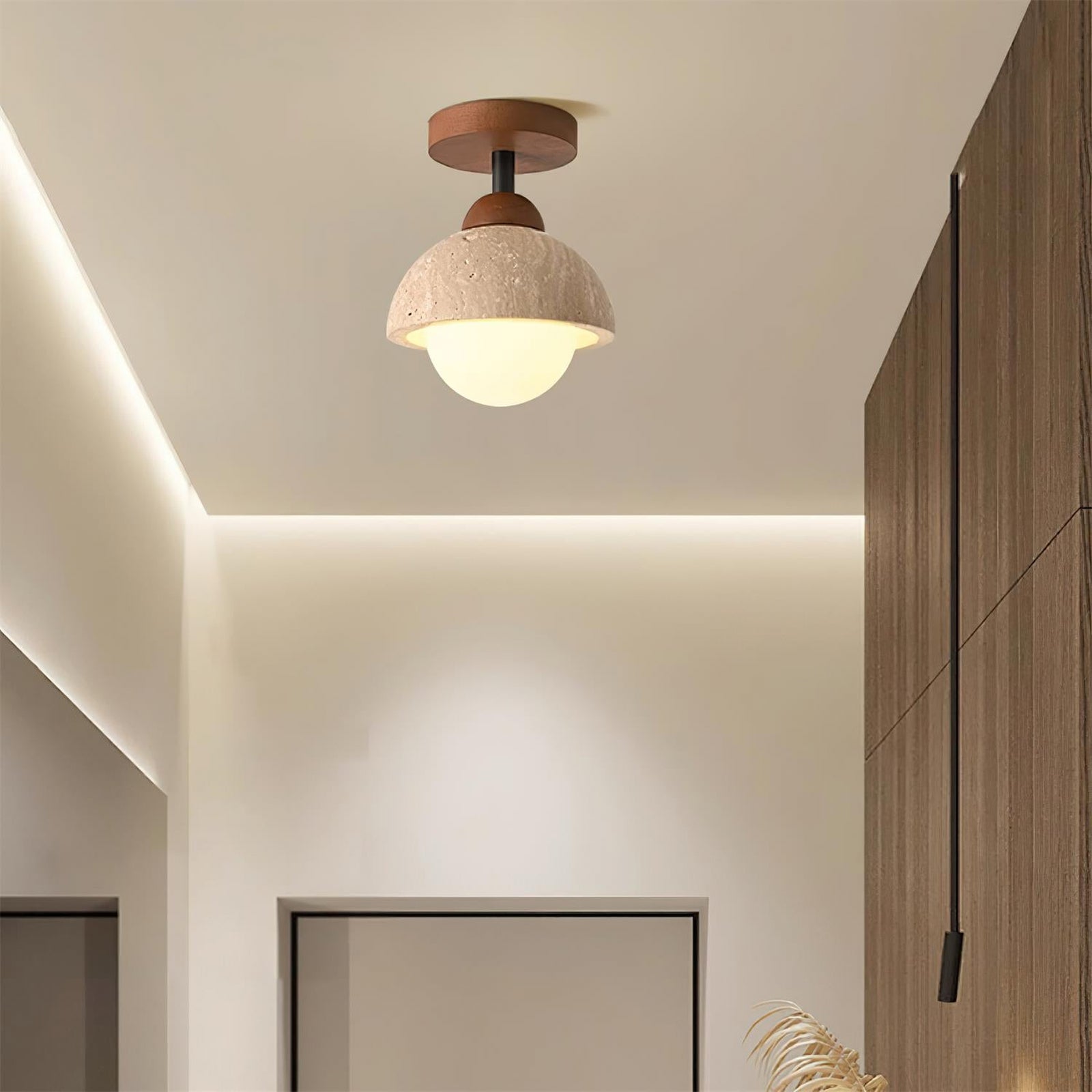 Travertine Flush Mount Ceiling Light - Cueteks