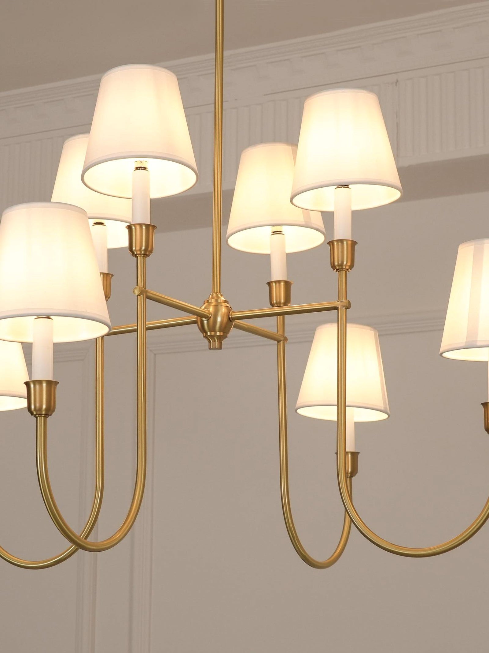 Vendome Gold Fabric Shade Chandelier - Cueteks