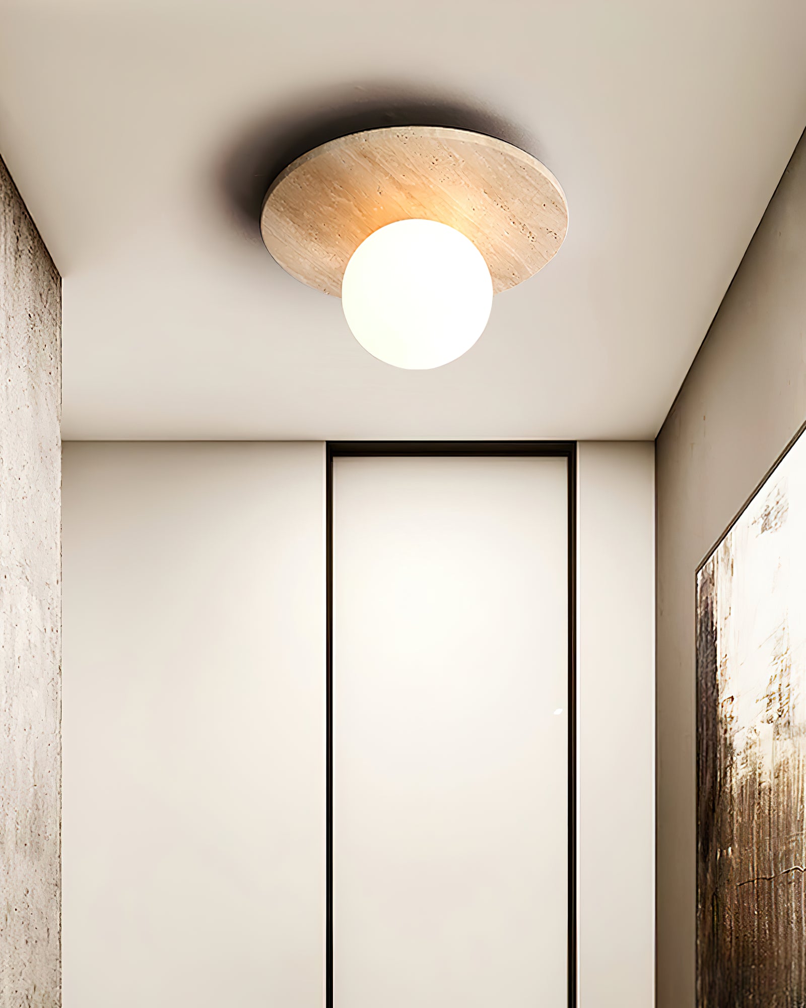 Minimalist Stone Disc Ceiling Light - Cueteks
