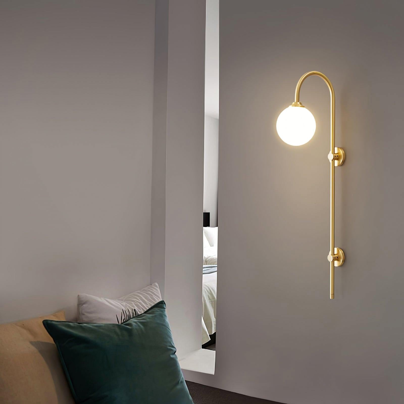Brass Globe Arm Wall Sconce - Cueteks