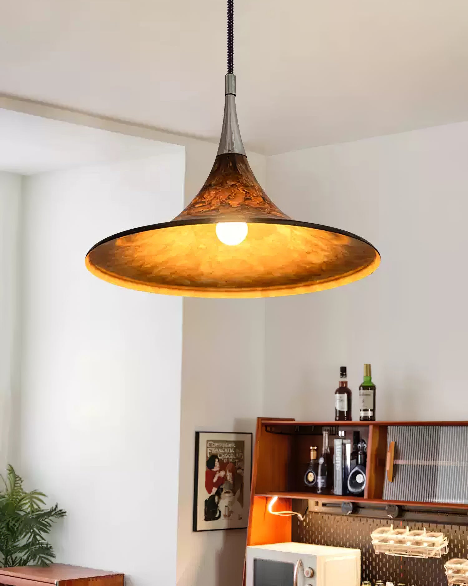 Vintage painted adjustable Pendant Light - Cueteks