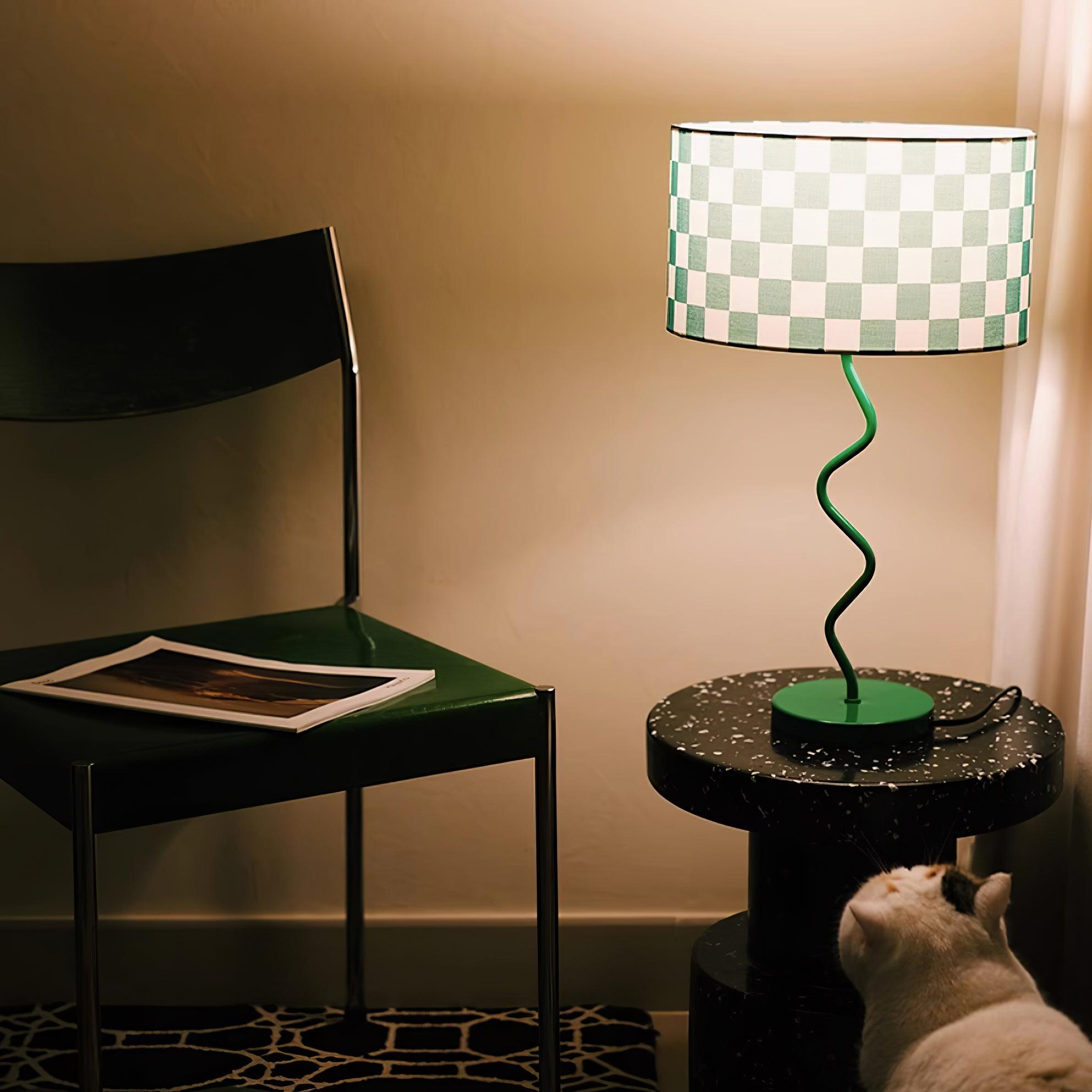 Green Grid Modern Table Lamp - Cueteks