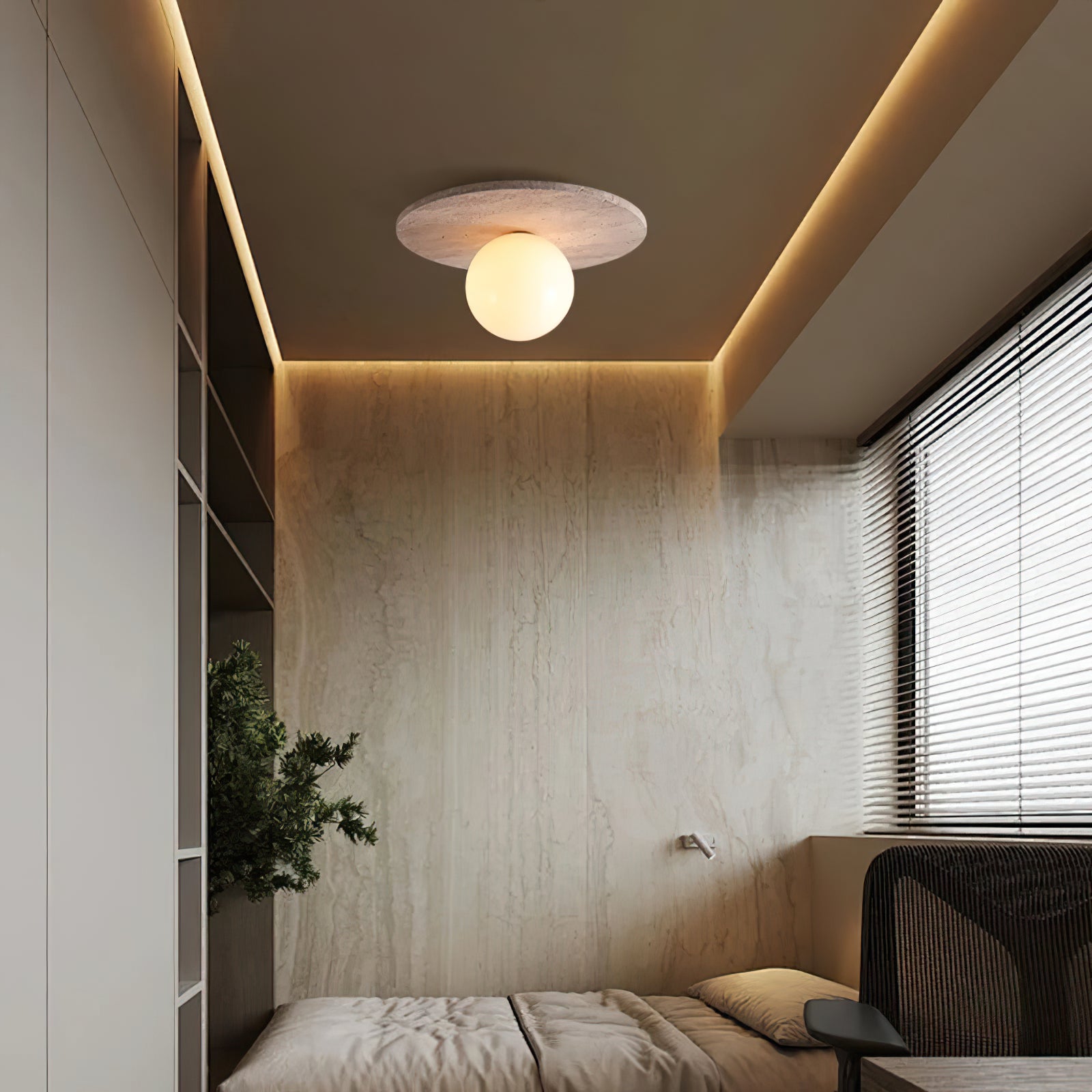Minimalist Stone Disc Ceiling Light - Cueteks
