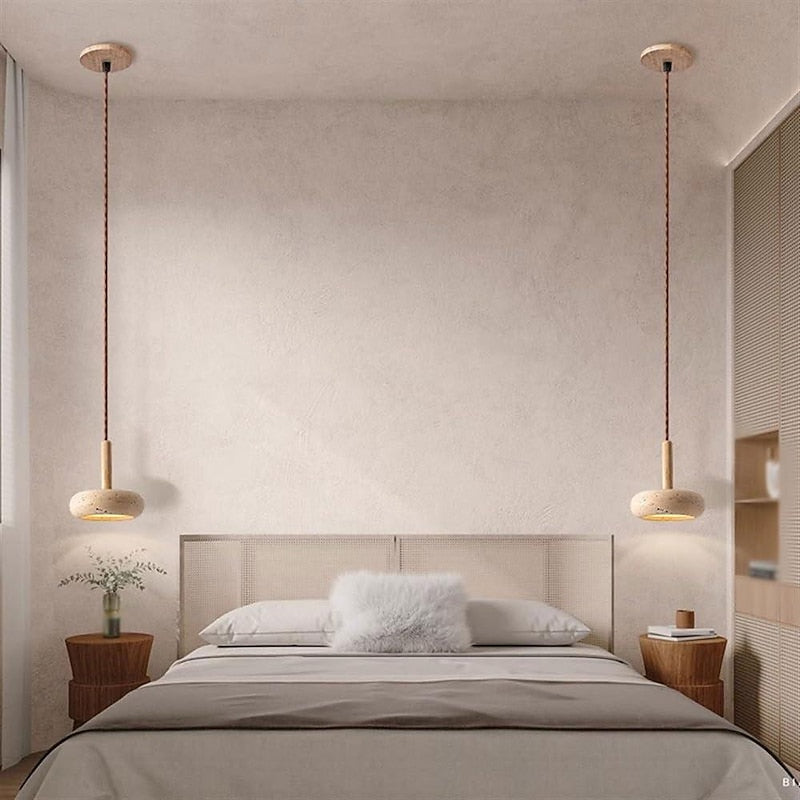 Hourglass Travertine Pendant Light - Cueteks