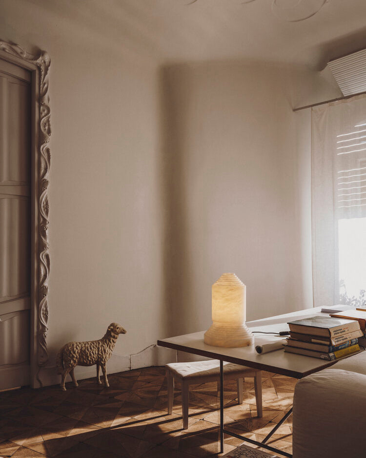 Alabaster Pyramid Table Light - Cueteks